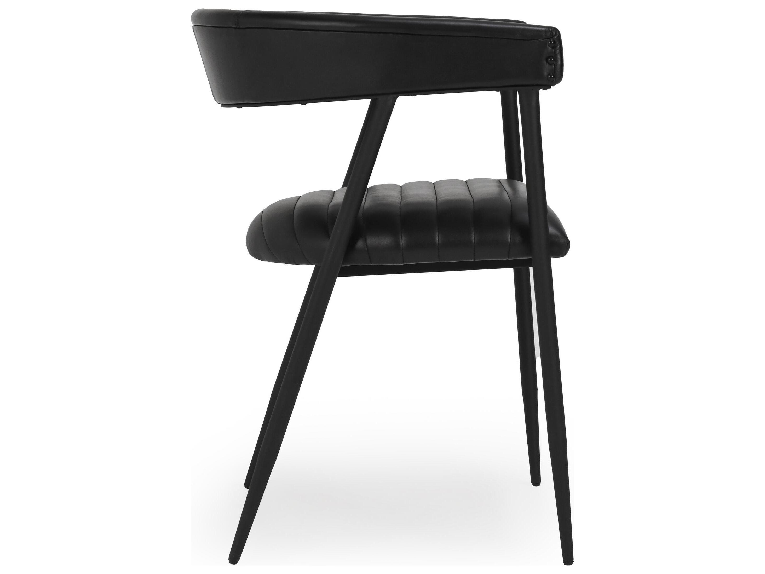 Classic Home Preston Black Leather Arm Dining Chair