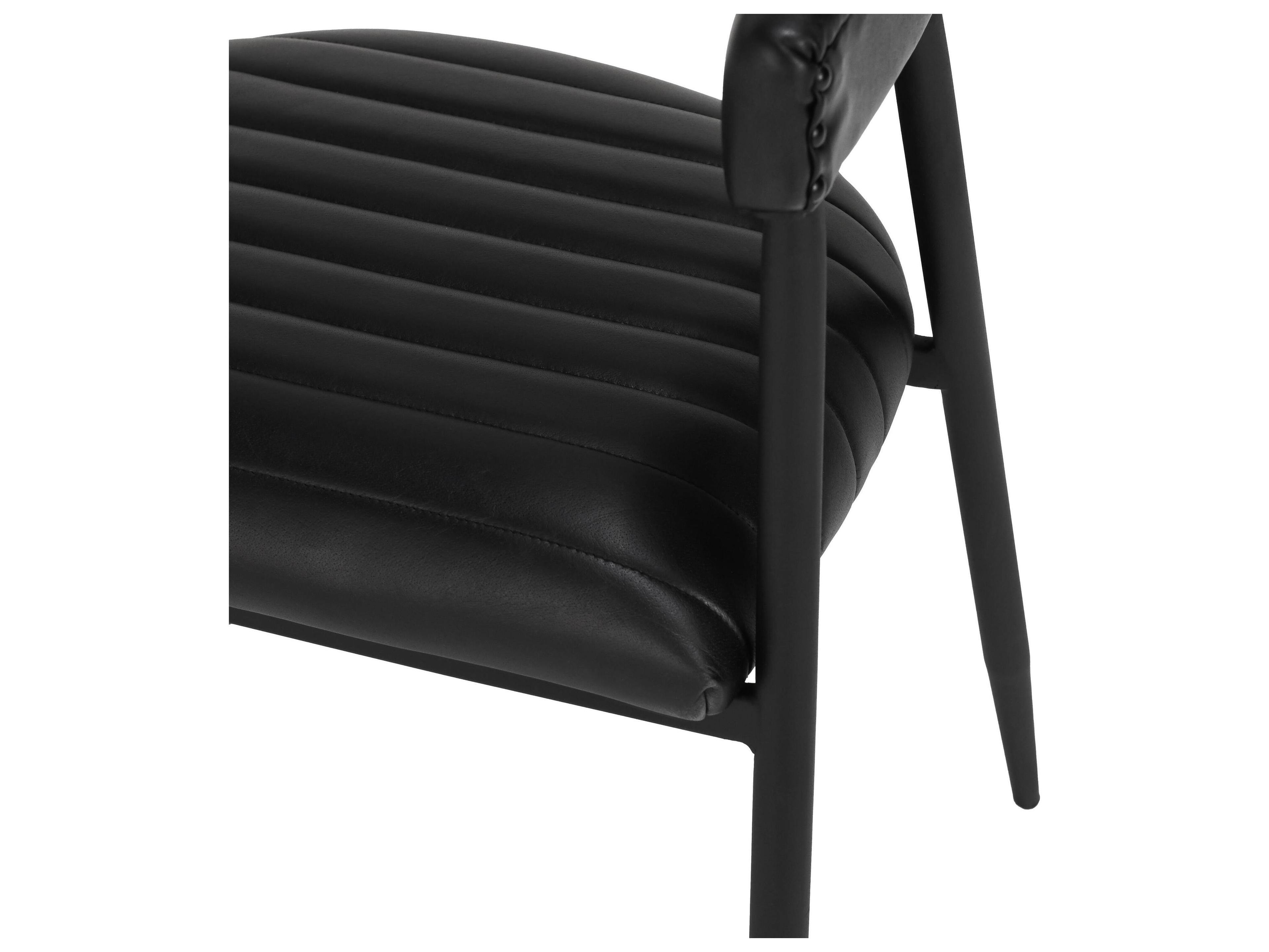 Classic Home Preston Black Leather Arm Dining Chair