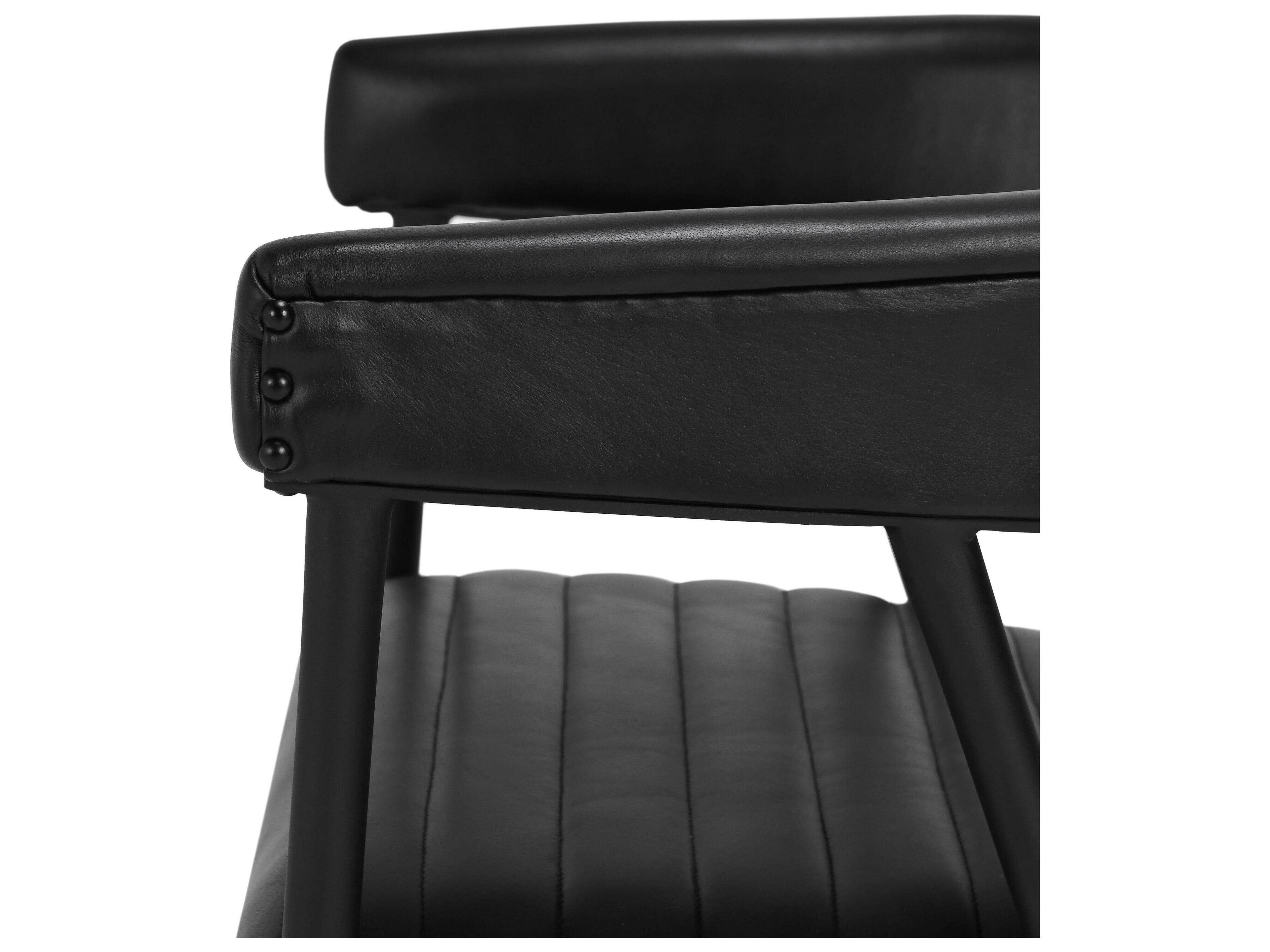 Classic Home Preston Black Leather Arm Dining Chair
