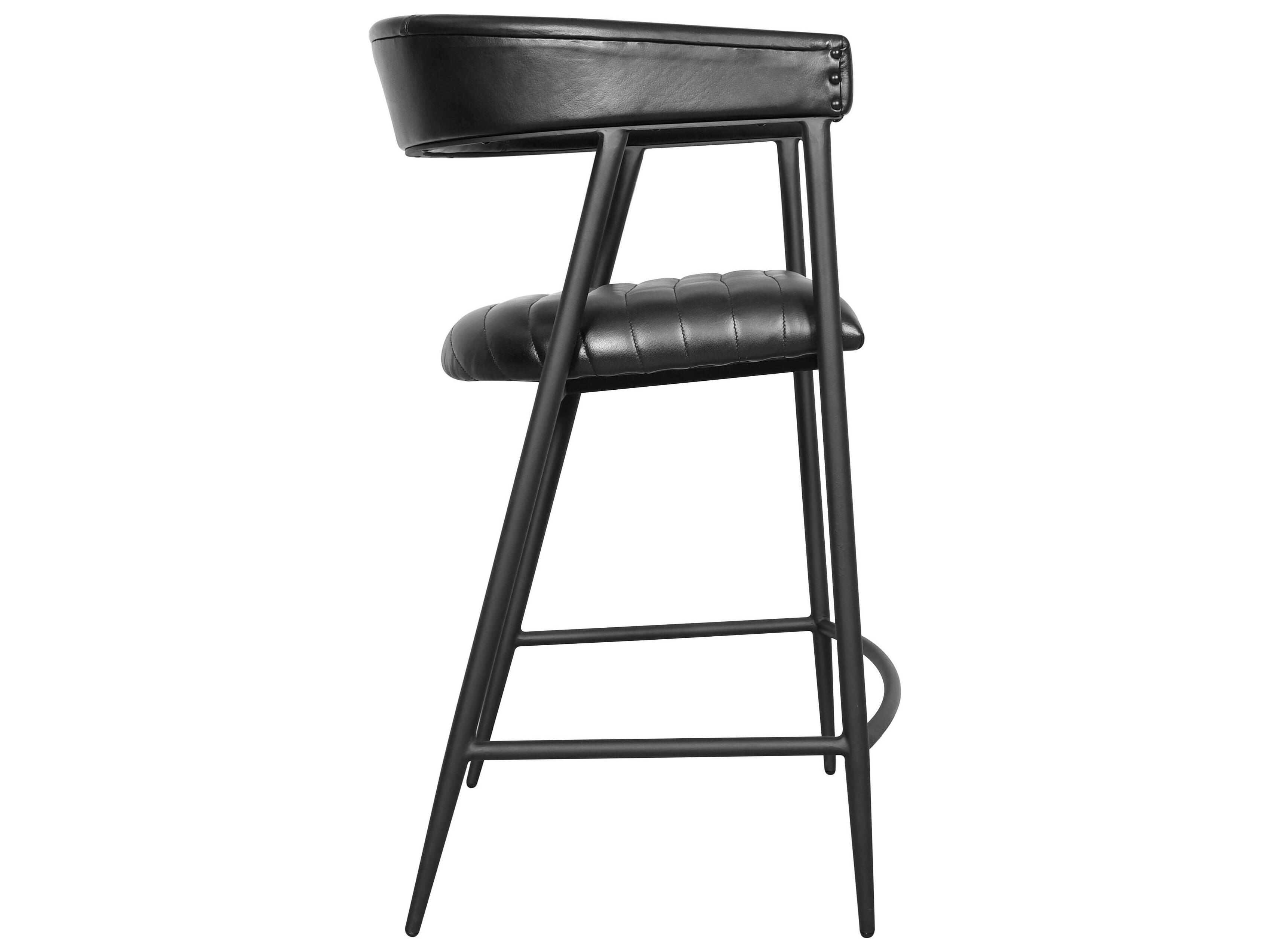Classic Home Preston Jet Black Leather Counter Stool