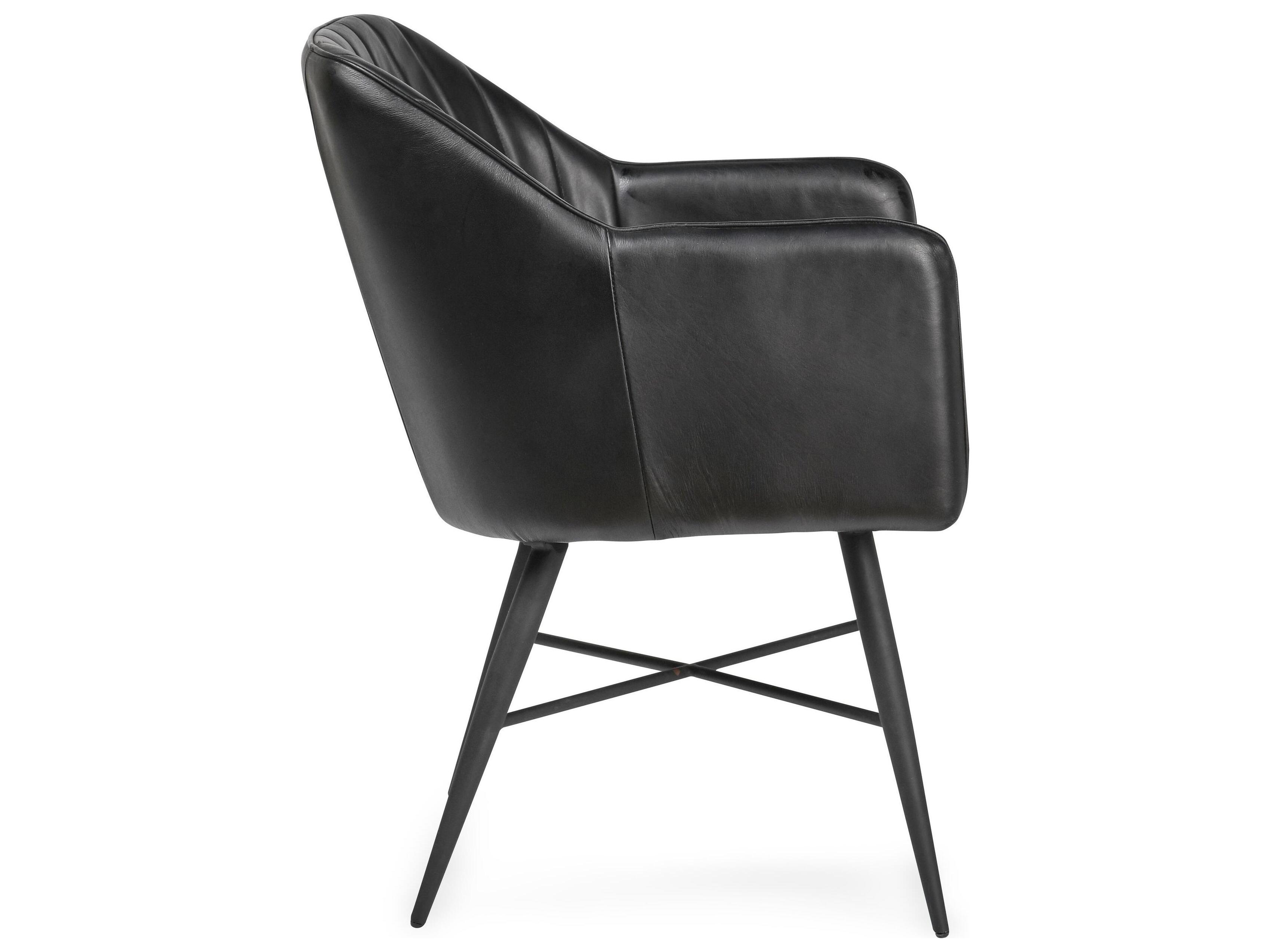 Classic Home Leon Black Leather Arm Dining Chair