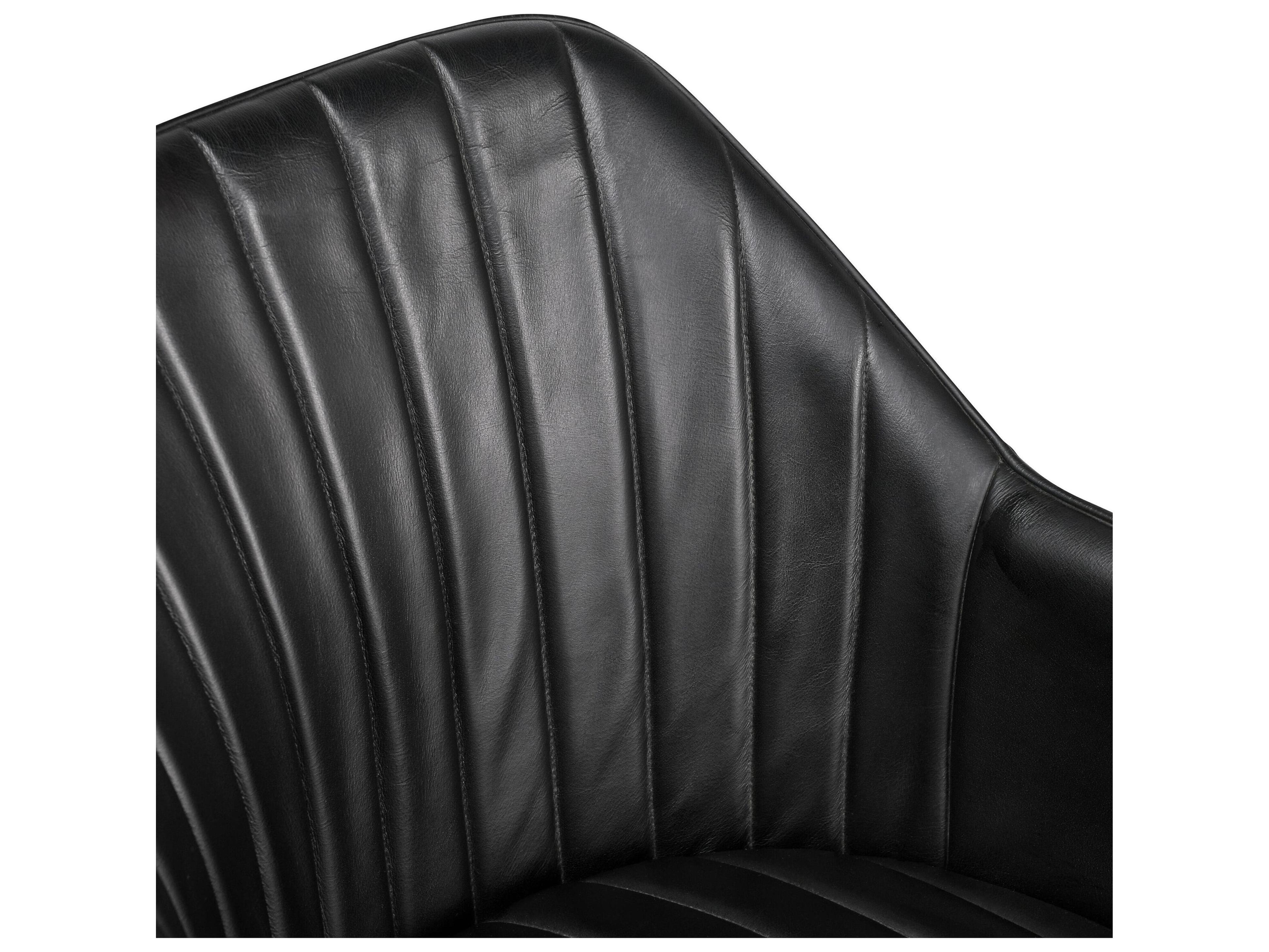 Classic Home Leon Black Leather Arm Dining Chair