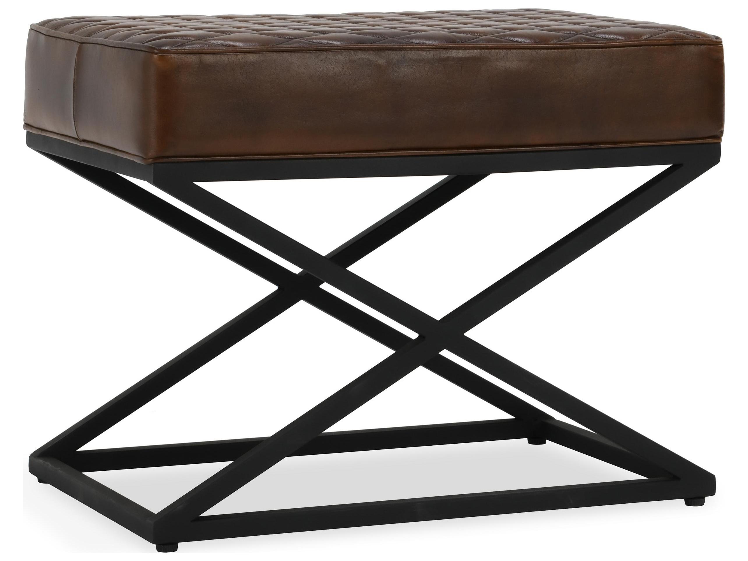 Classic Home Bruno Brown Leather Accent Stool