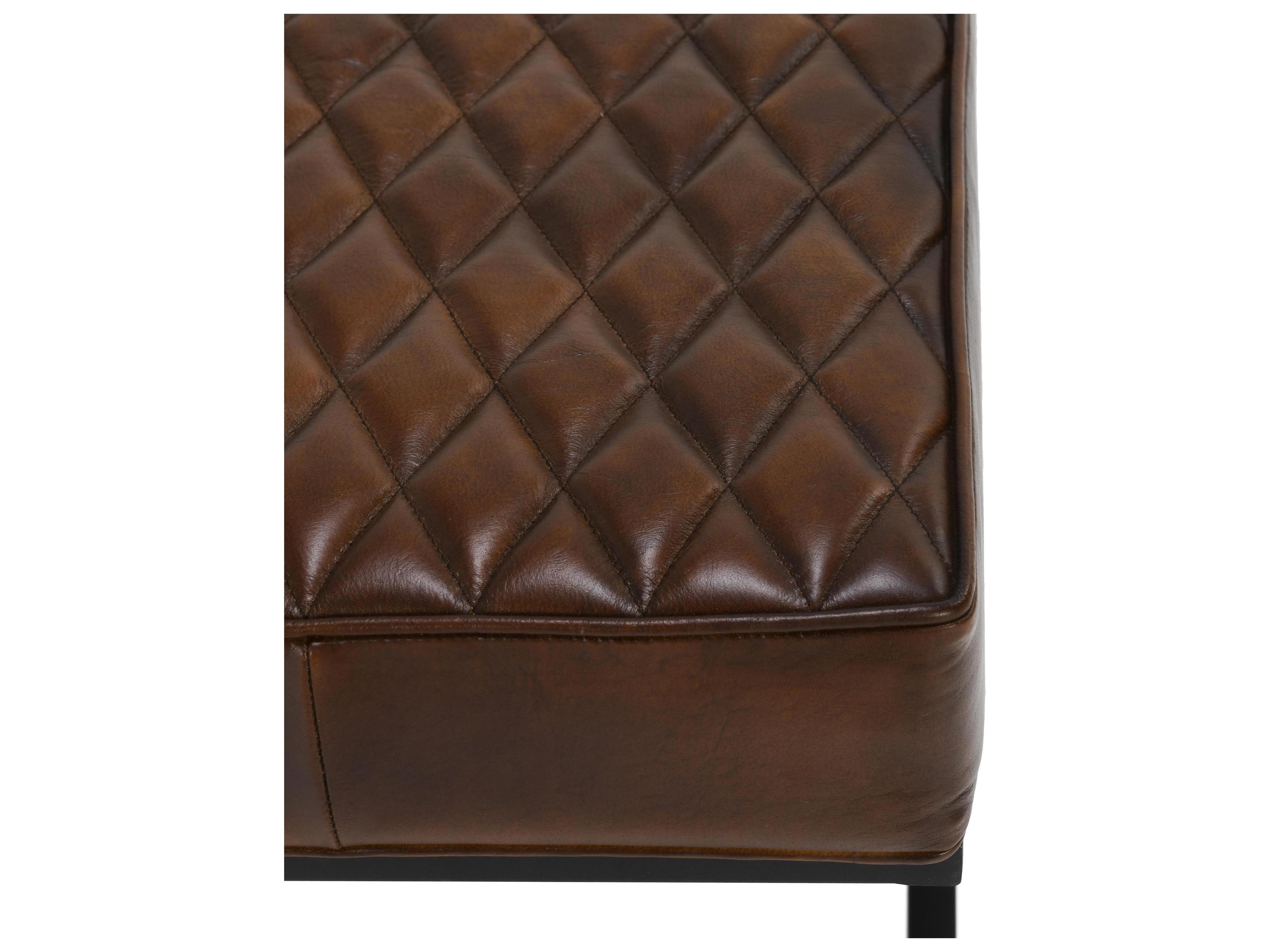 Classic Home Bruno Brown Leather Accent Stool