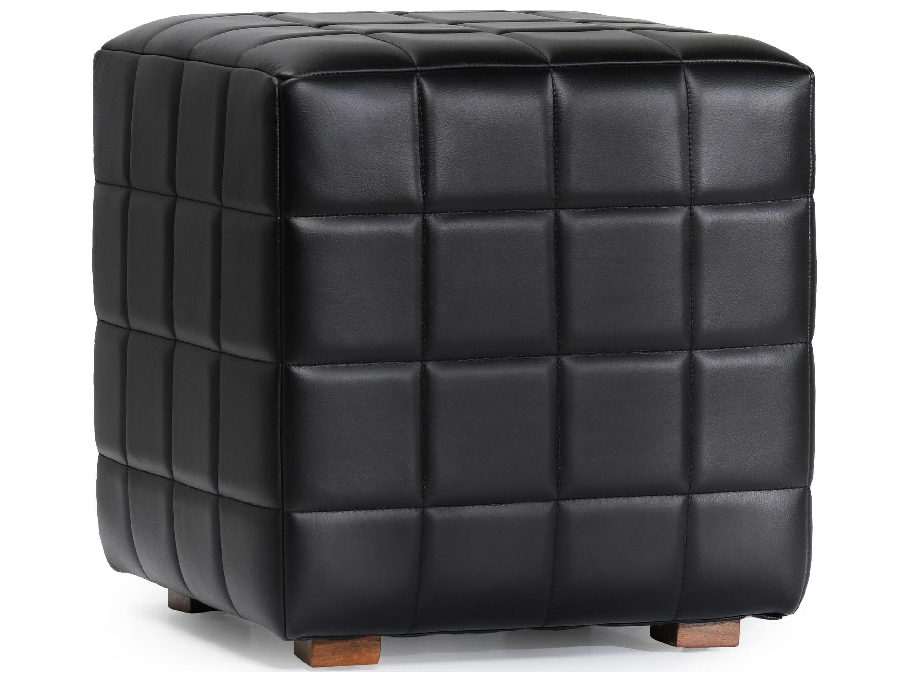 Classic Home Carlo Black Leather Ottoman