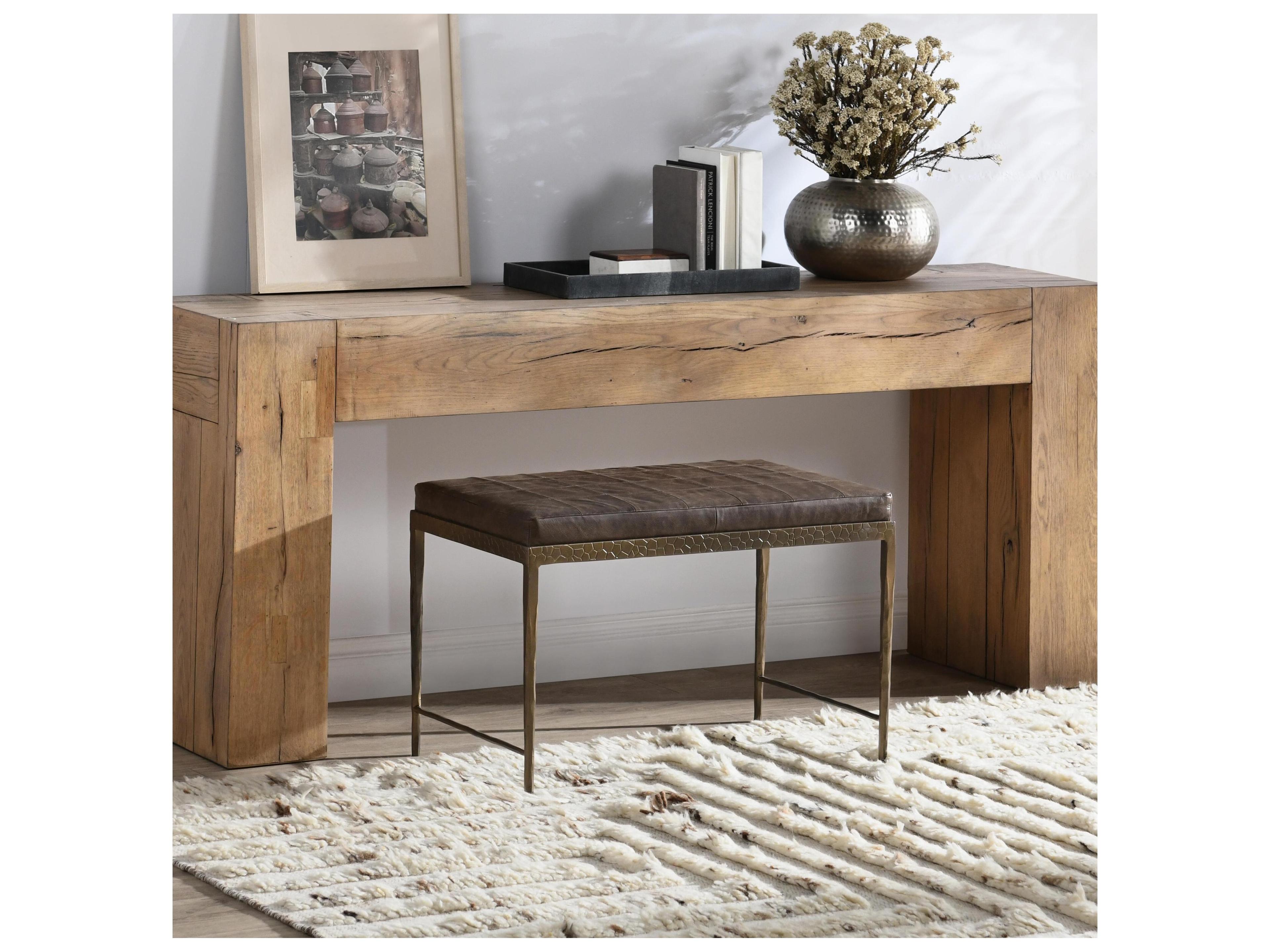 Classic Home Malo Cocoa Brown Leather Accent Bench