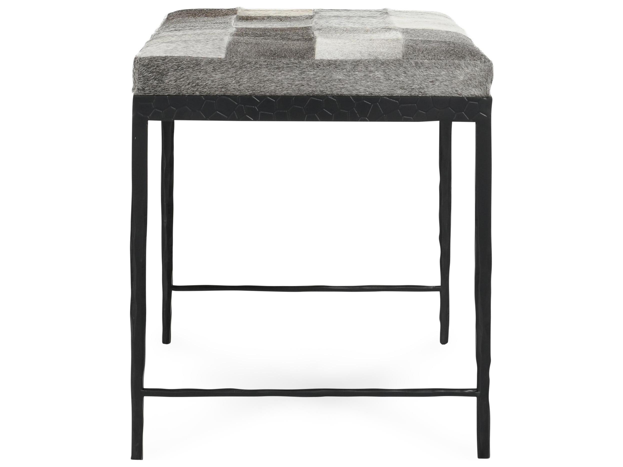 Classic Home Achen Gray Bronze Fur Accent Bench