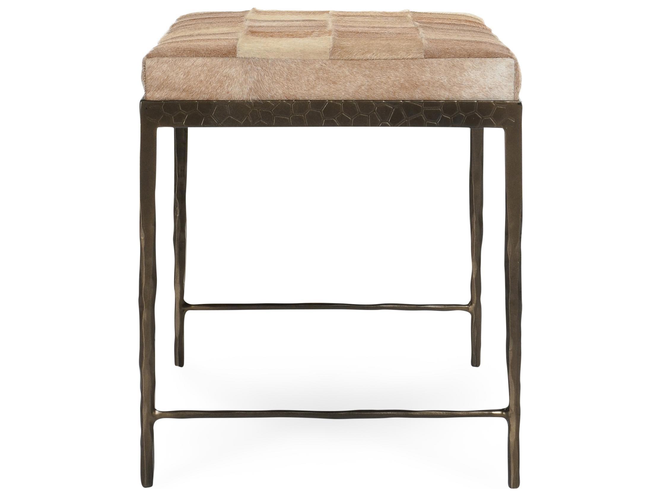 Classic Home Achen Blonde Bronze Fur Accent Bench