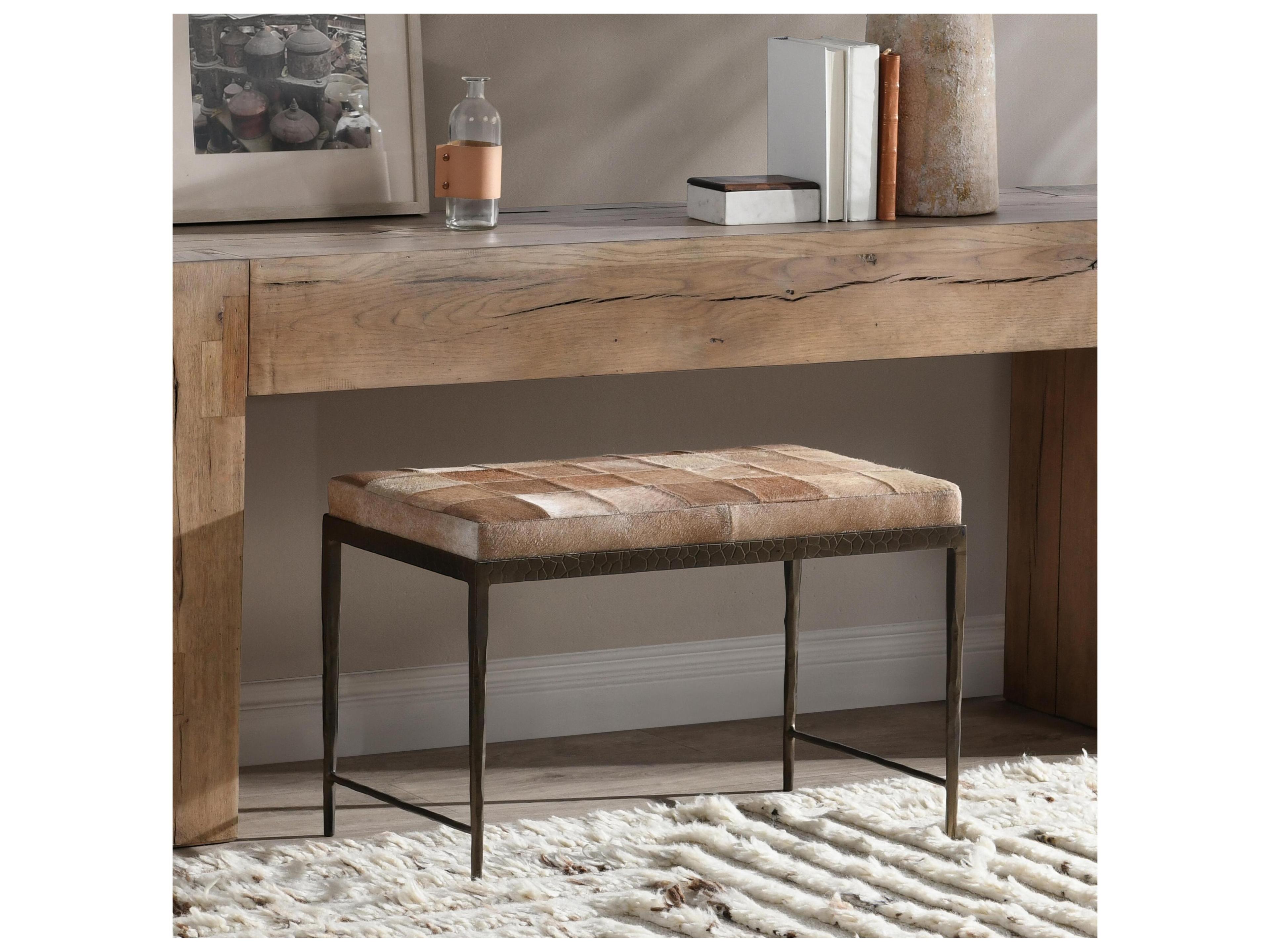 Classic Home Achen Blonde Bronze Fur Accent Bench