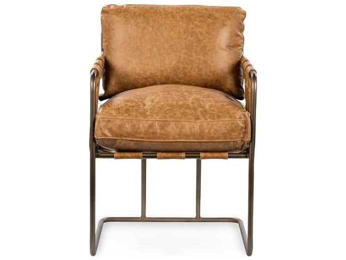 Classic Home Strapling Brown Leather Arm Dining Chair