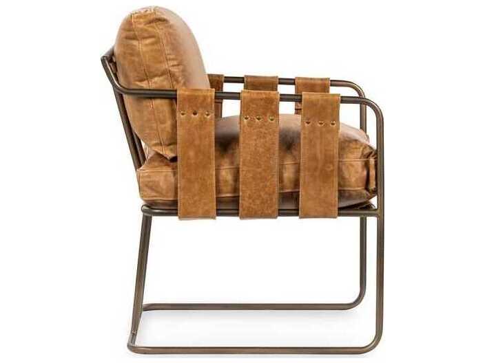 Classic Home Strapling Brown Leather Arm Dining Chair