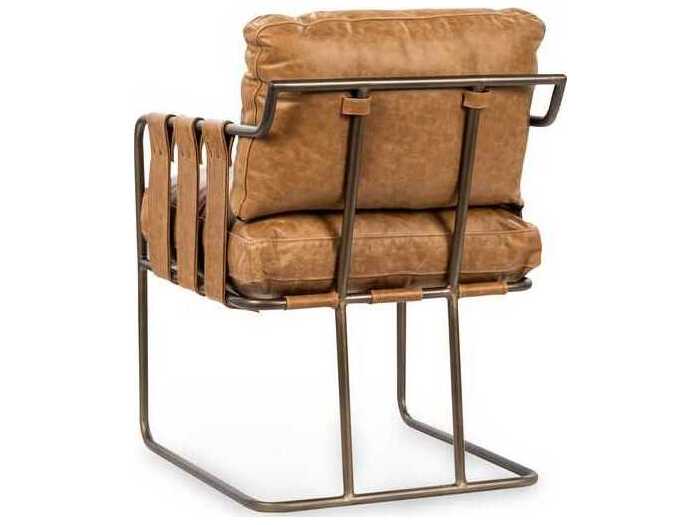 Classic Home Strapling Brown Leather Arm Dining Chair