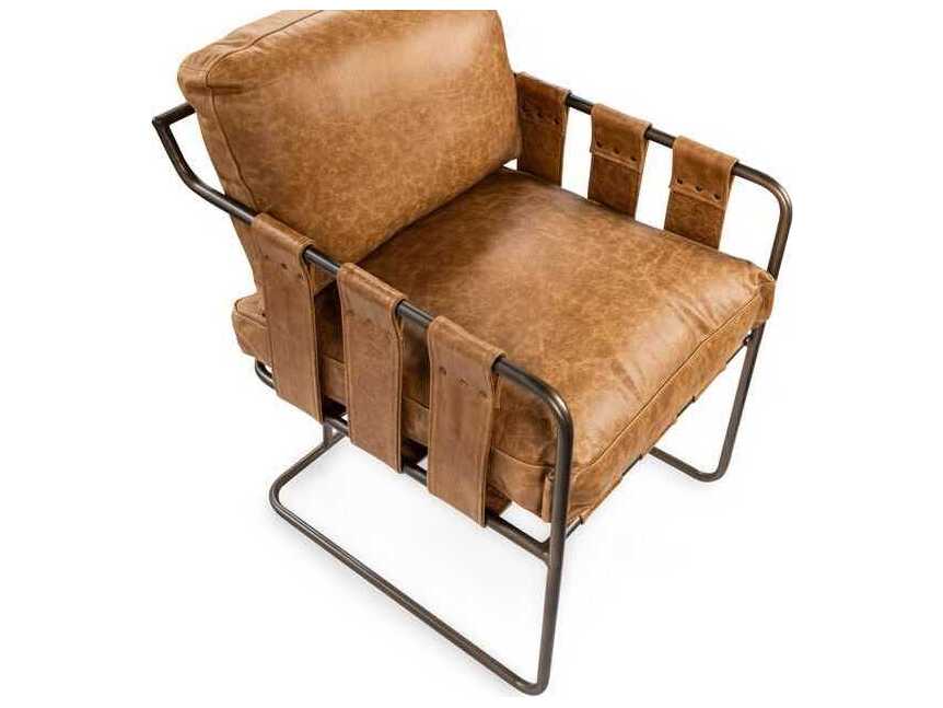 Classic Home Strapling Brown Leather Arm Dining Chair