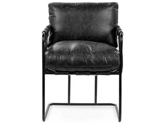 Classic Home Strapling Black Leather Arm Dining Chair