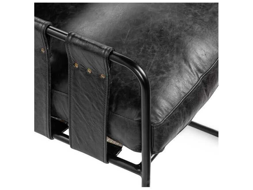 Classic Home Strapling Black Leather Arm Dining Chair