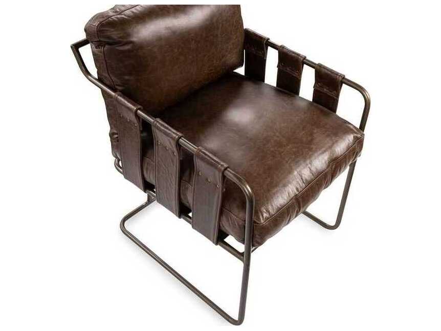 Classic Home Strapling Brown Leather Arm Dining Chair