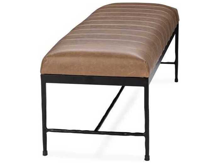 Classic Home Madeleine Brown Leather Accent Bench