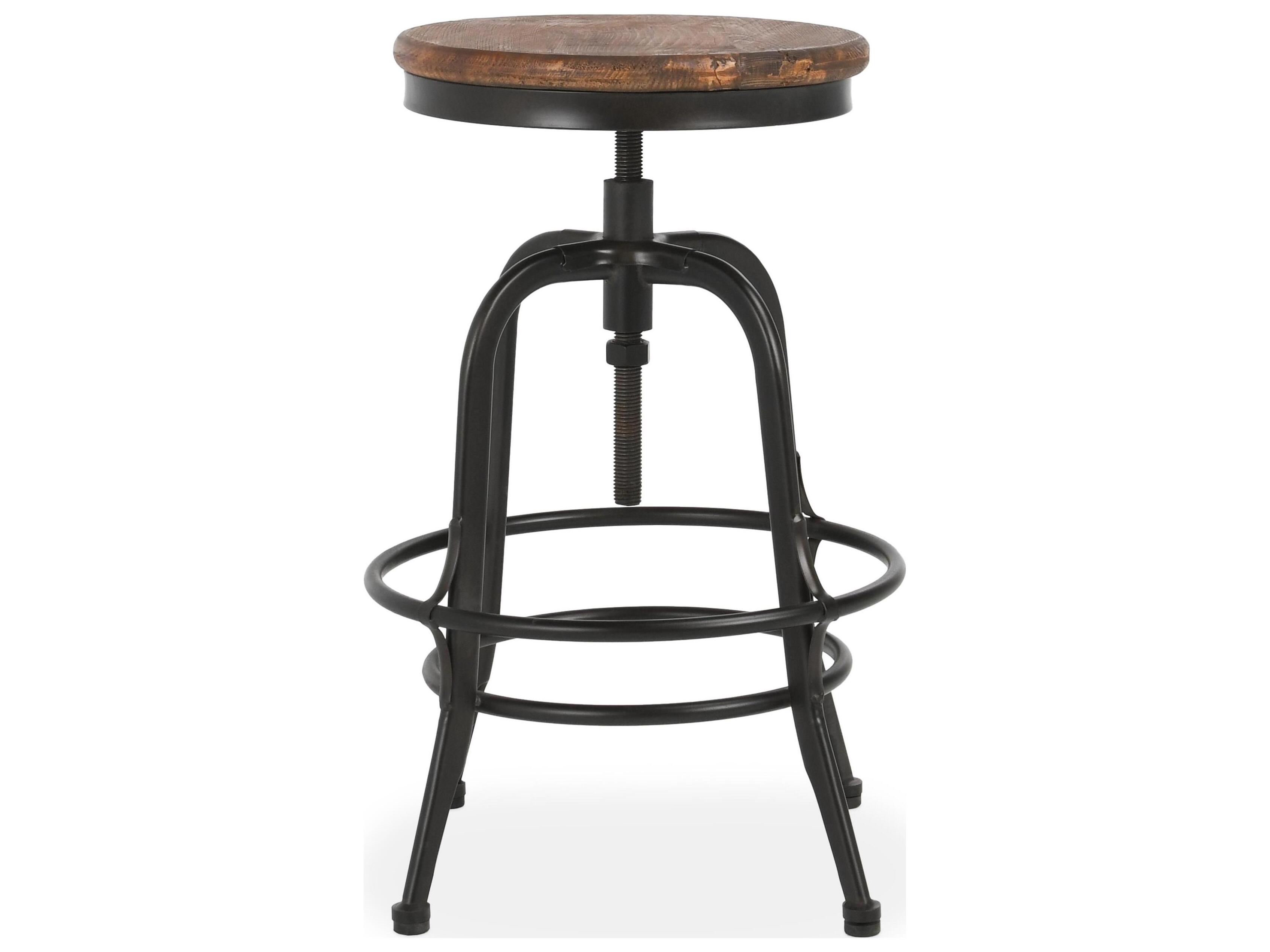 Classic Home Peralta Black Base Adjustable Pine Wood Counter Stool