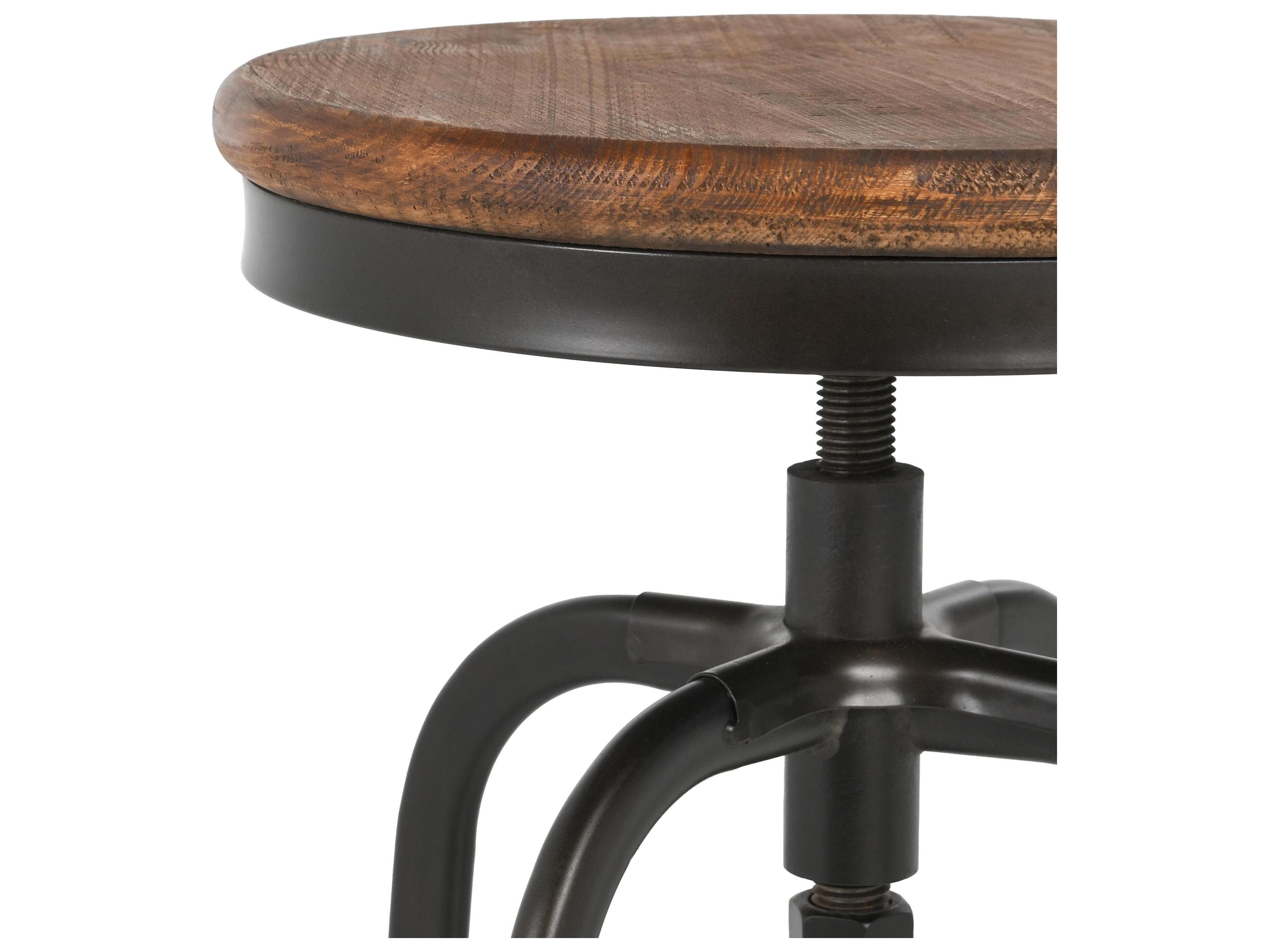 Classic Home Peralta Black Base Adjustable Pine Wood Counter Stool