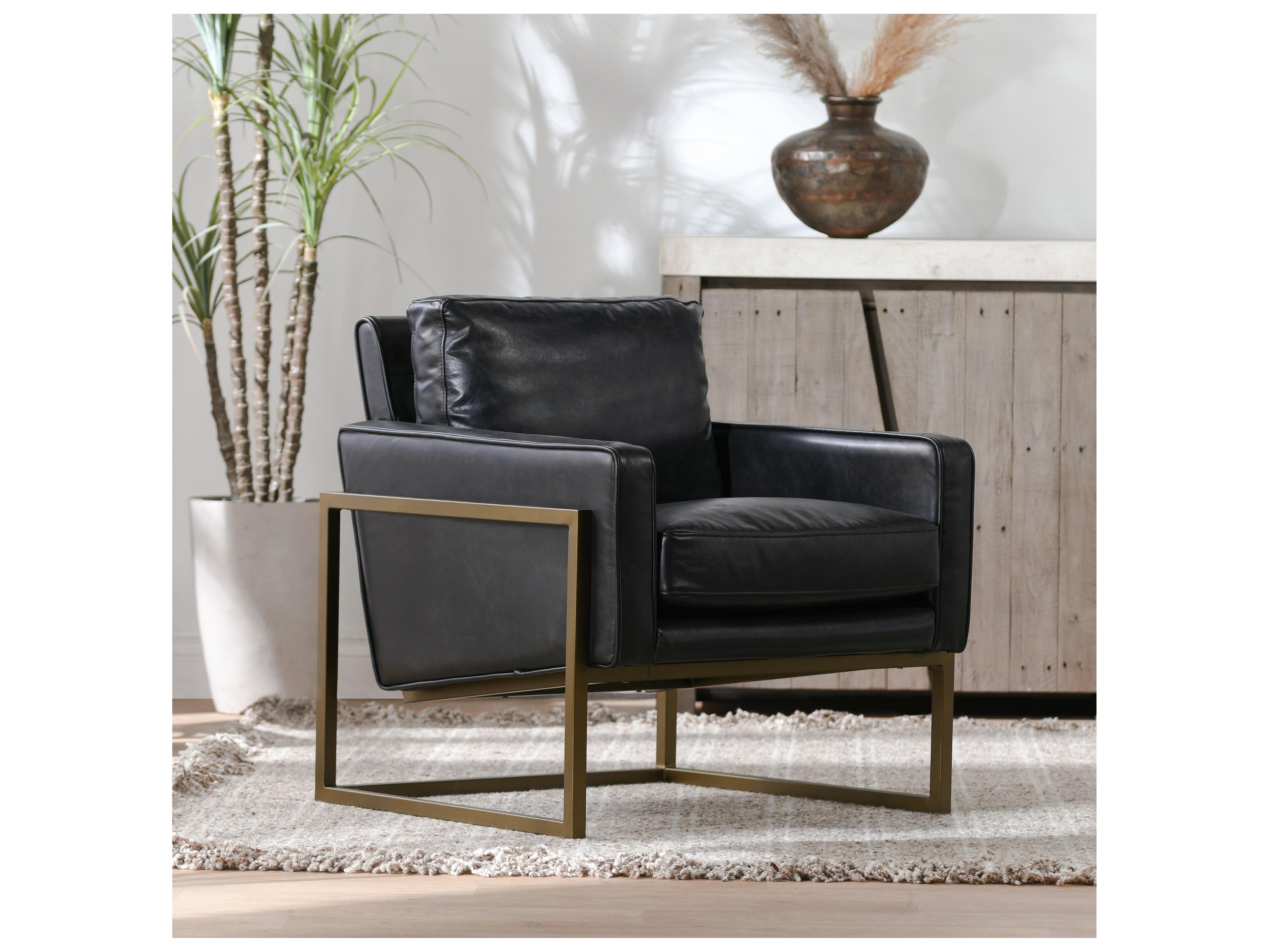 Classic Home Ken Black Leather Club Chair