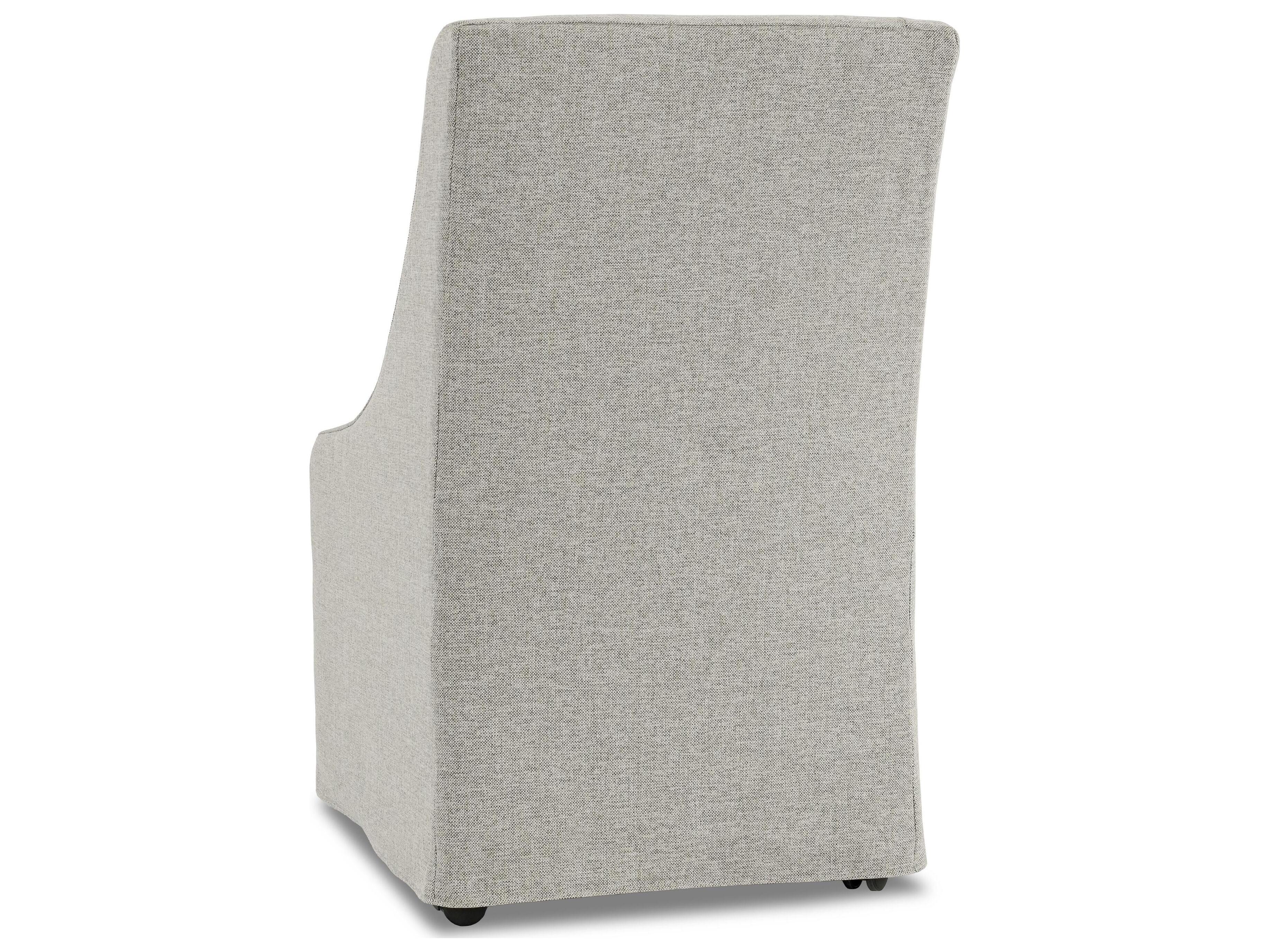 Classic Home Warwick Solid Wood Gray Upholstered Arm Dining Chair