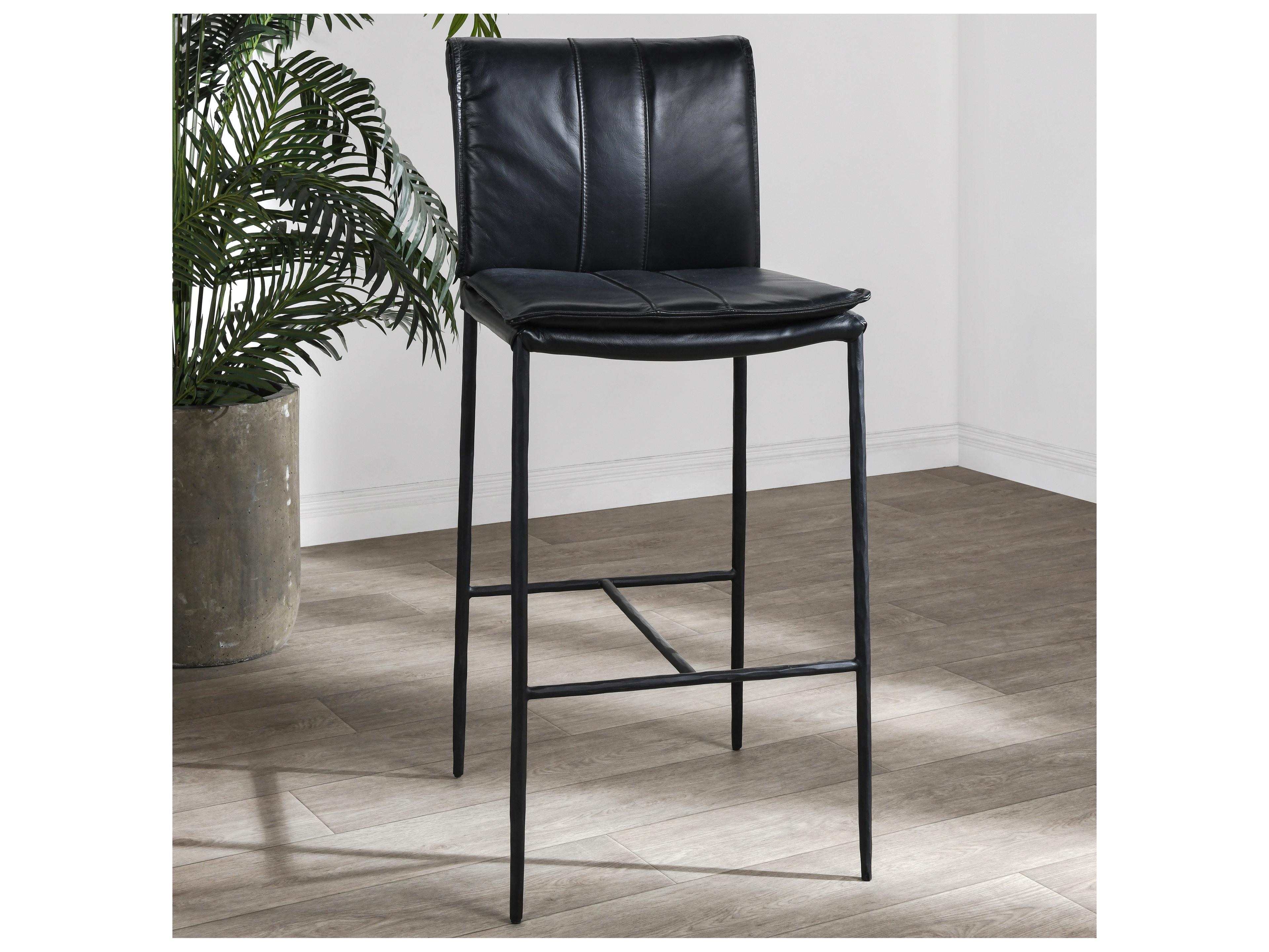 Classic Home Mayer Black Leather Bar Stool
