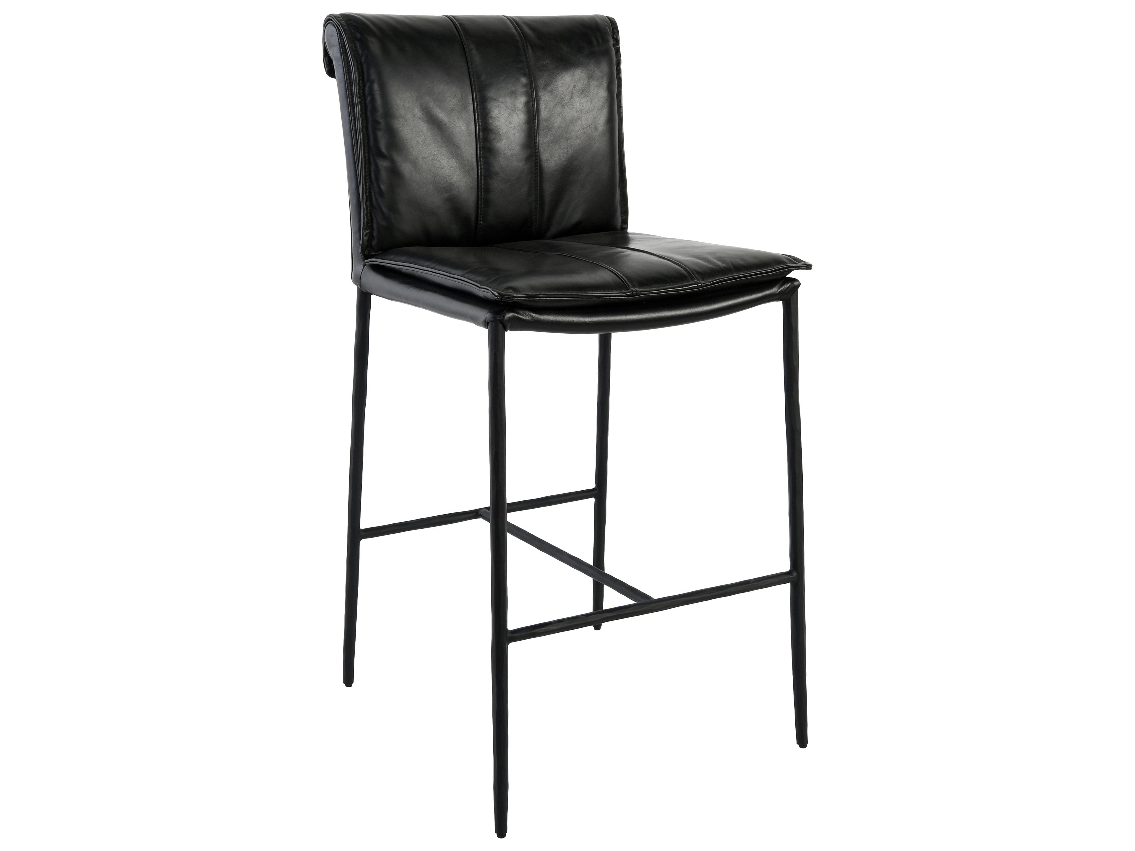 Classic Home Mayer Black Leather Bar Stool