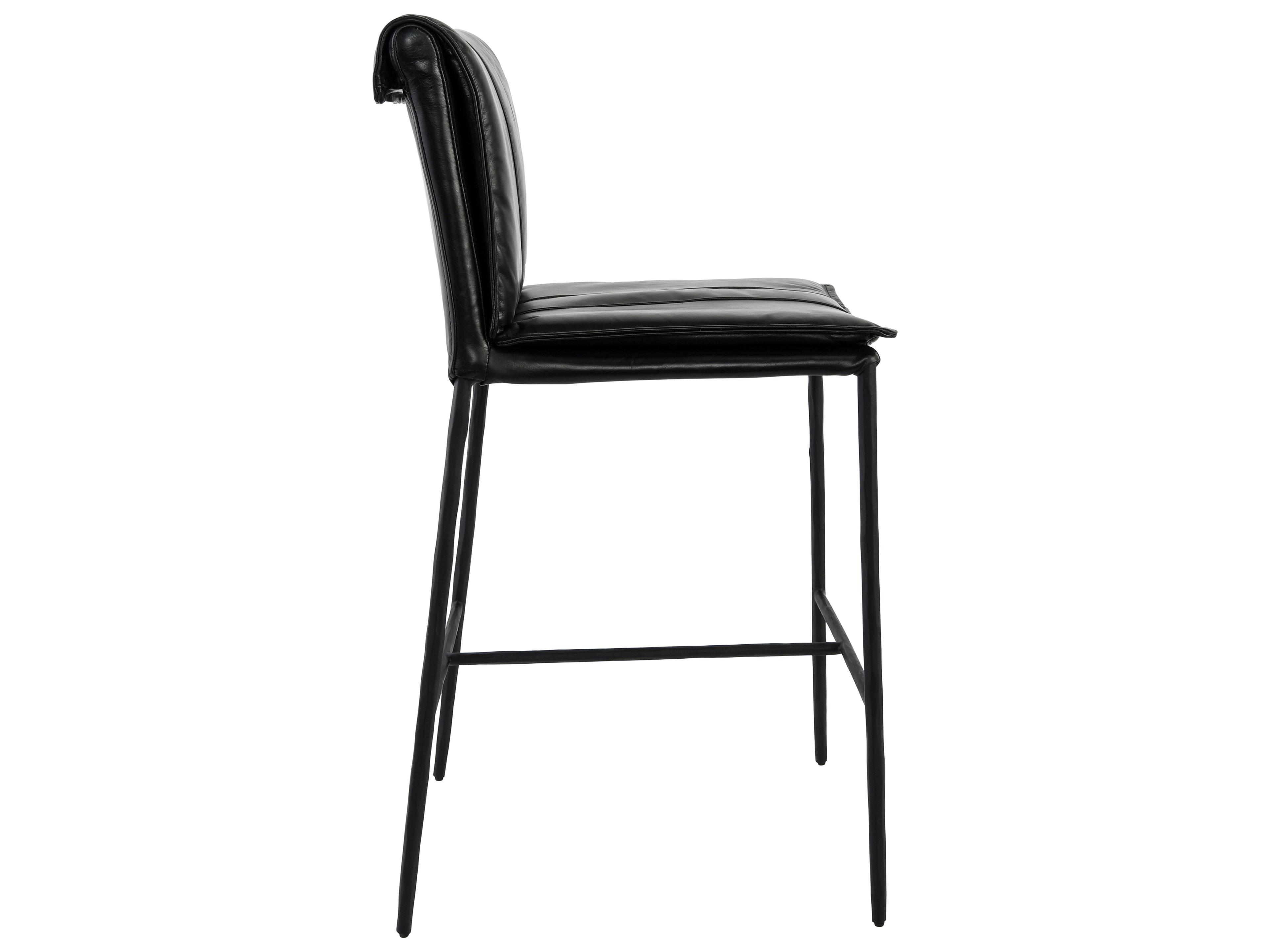 Classic Home Mayer Black Leather Bar Stool