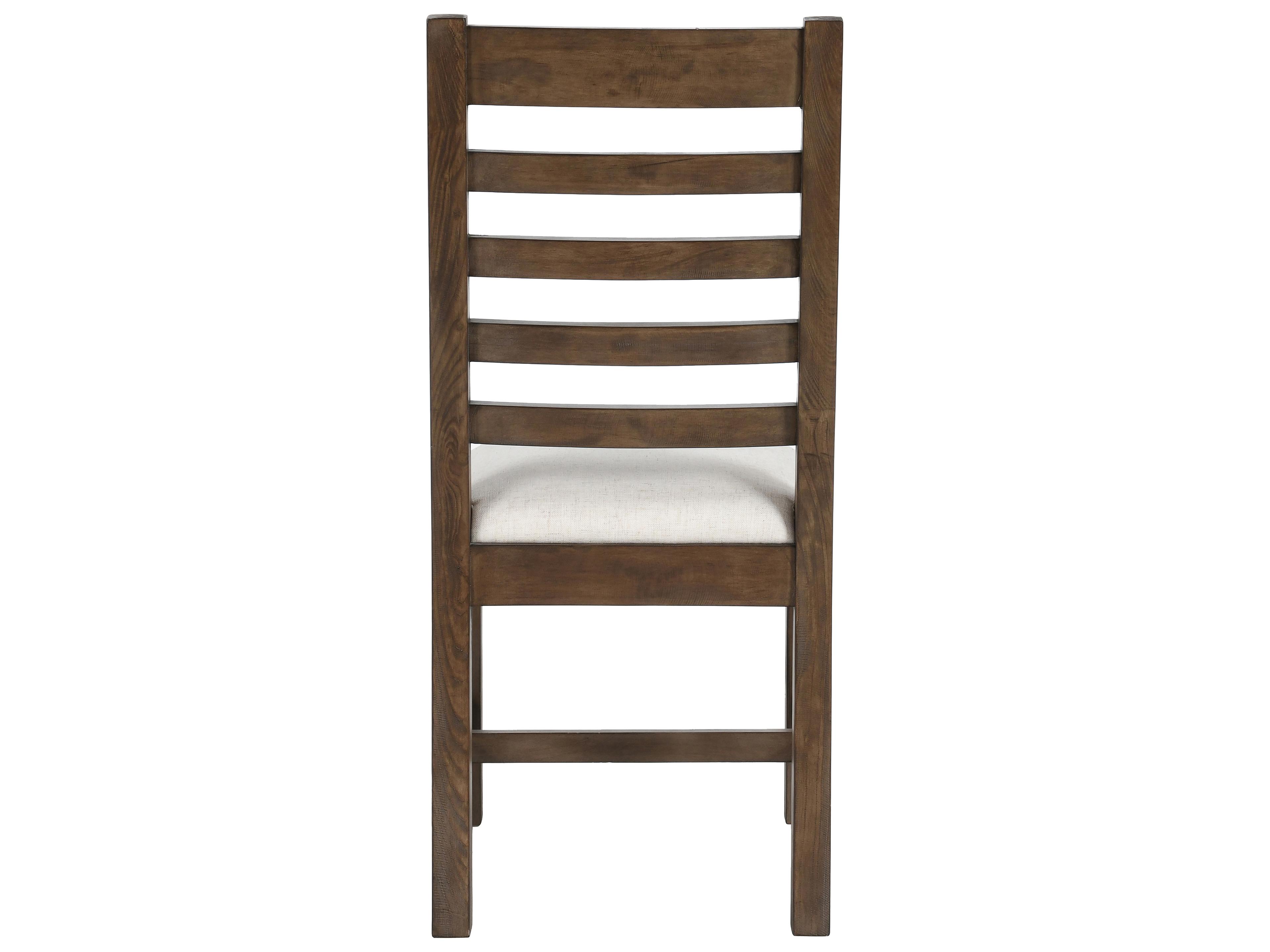 Classic Home Caleb Pine Wood Brown Upholstered Armless Dining Chair Set of 2