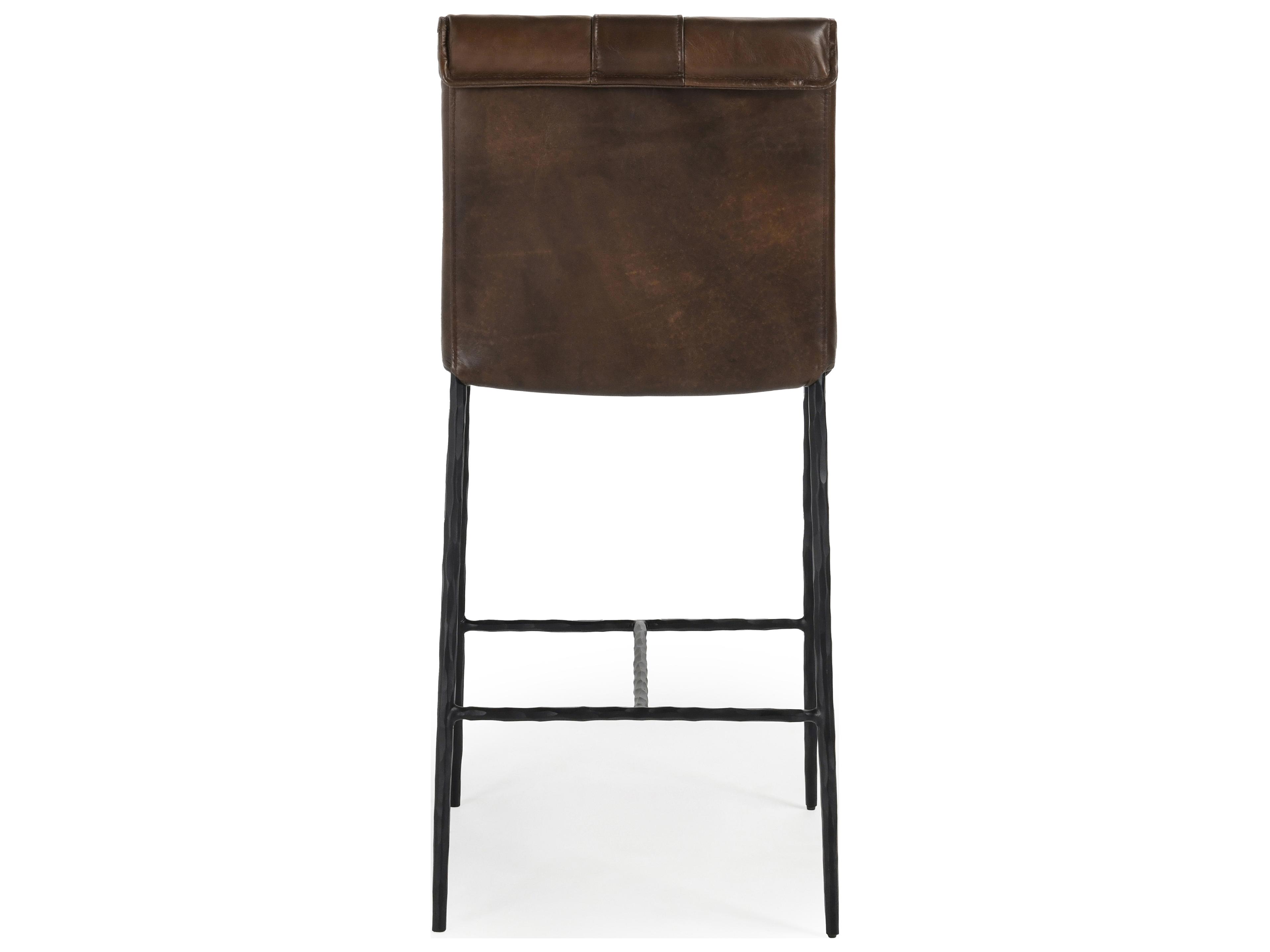 Classic Home Mayer Brown Leather Counter Stool
