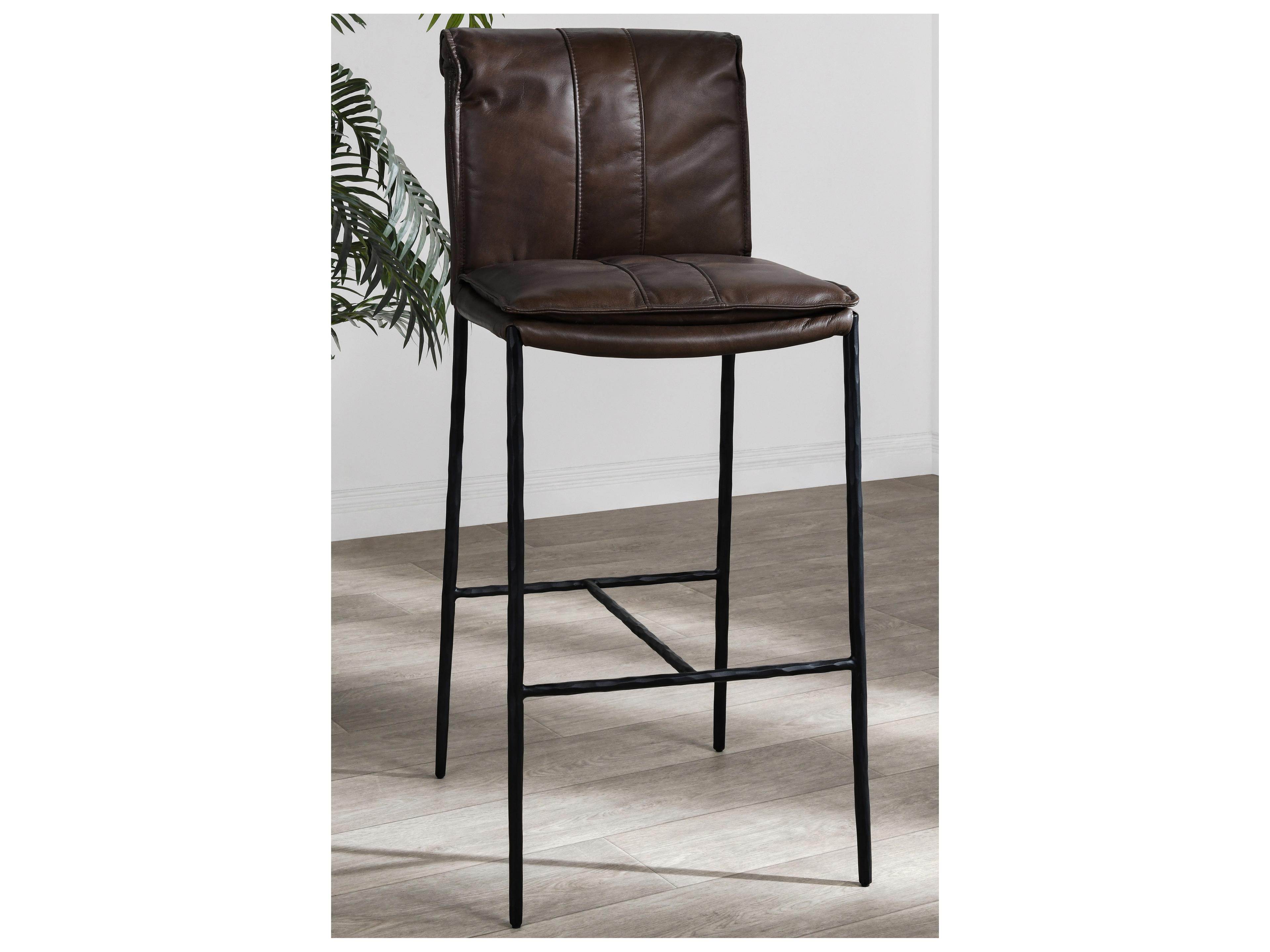 Classic Home Mayer Brown Leather Counter Stool