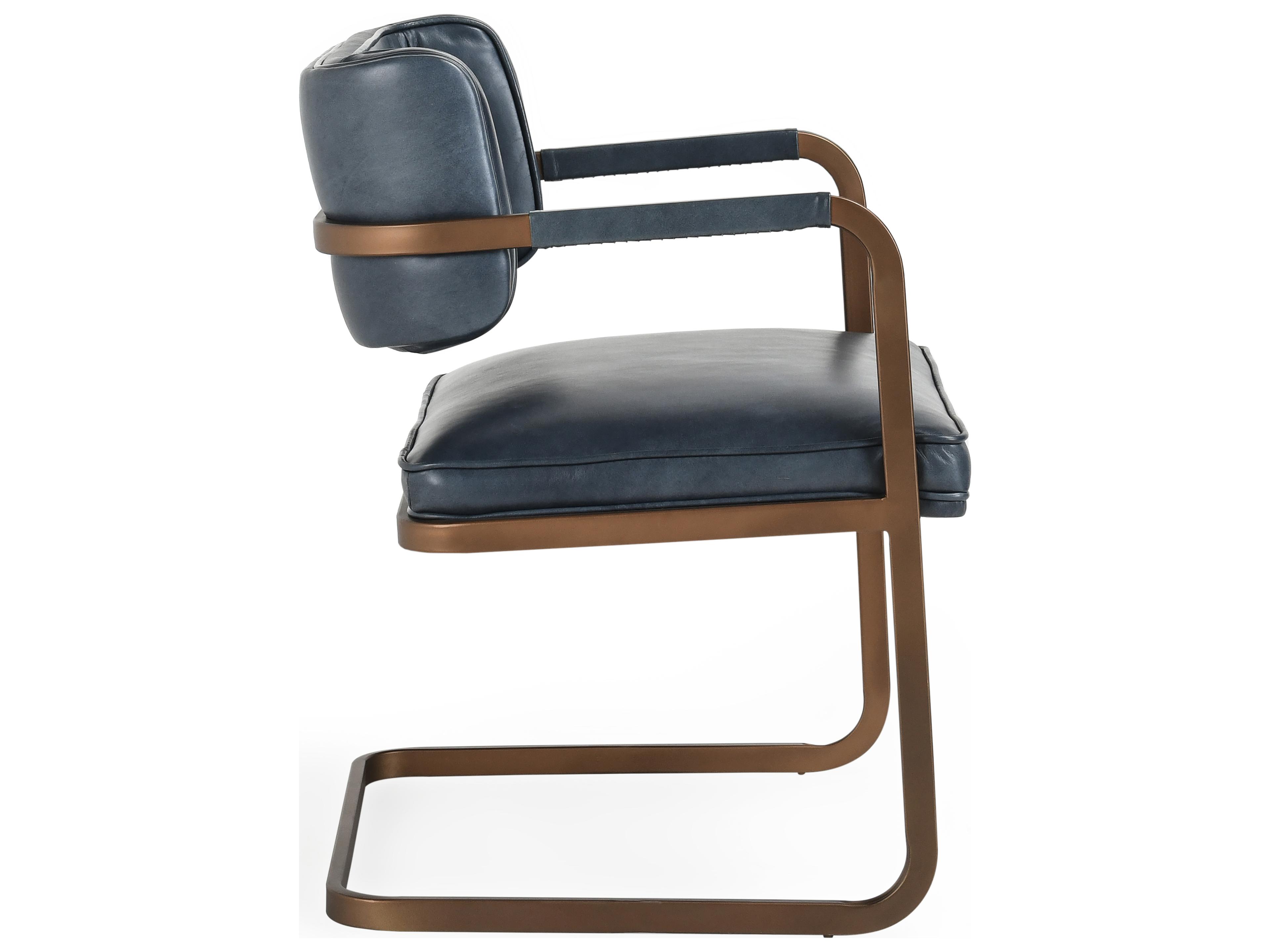 Classic Home Fonda Black Leather Arm Dining Chair