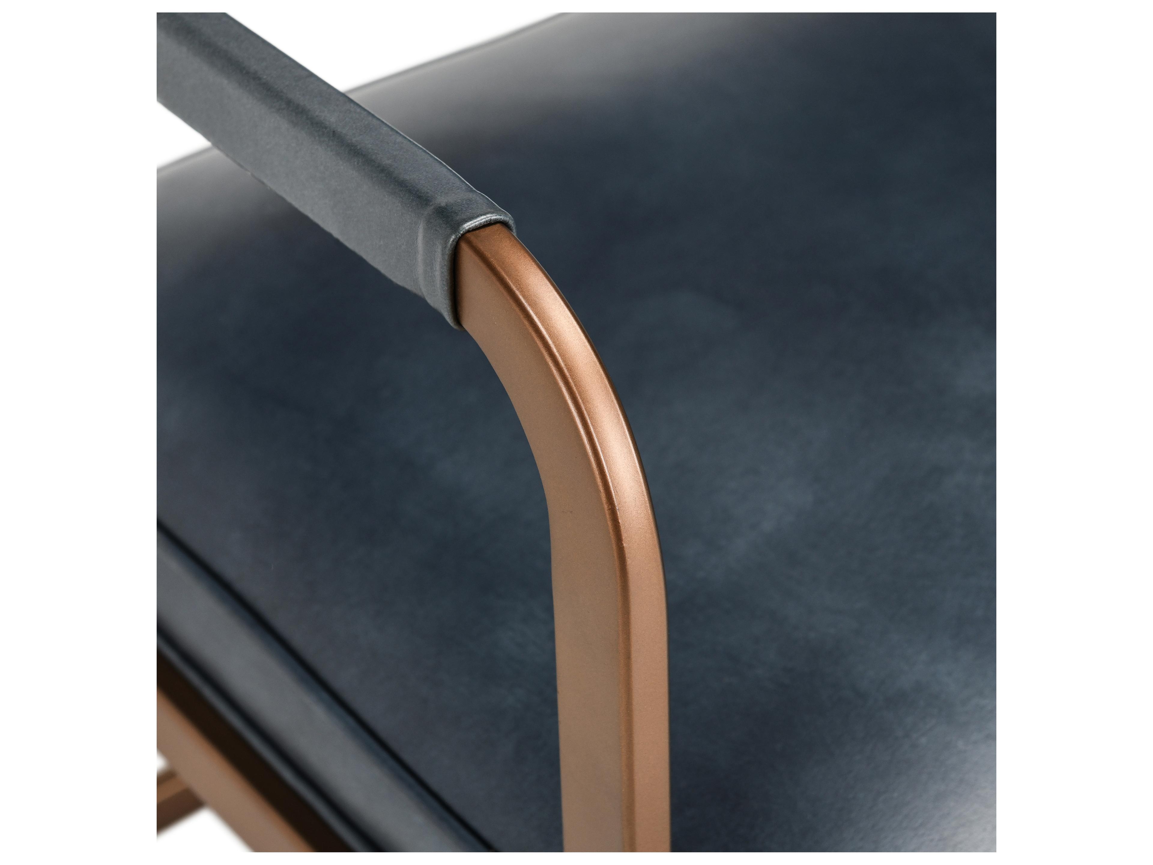 Classic Home Fonda Black Leather Arm Dining Chair