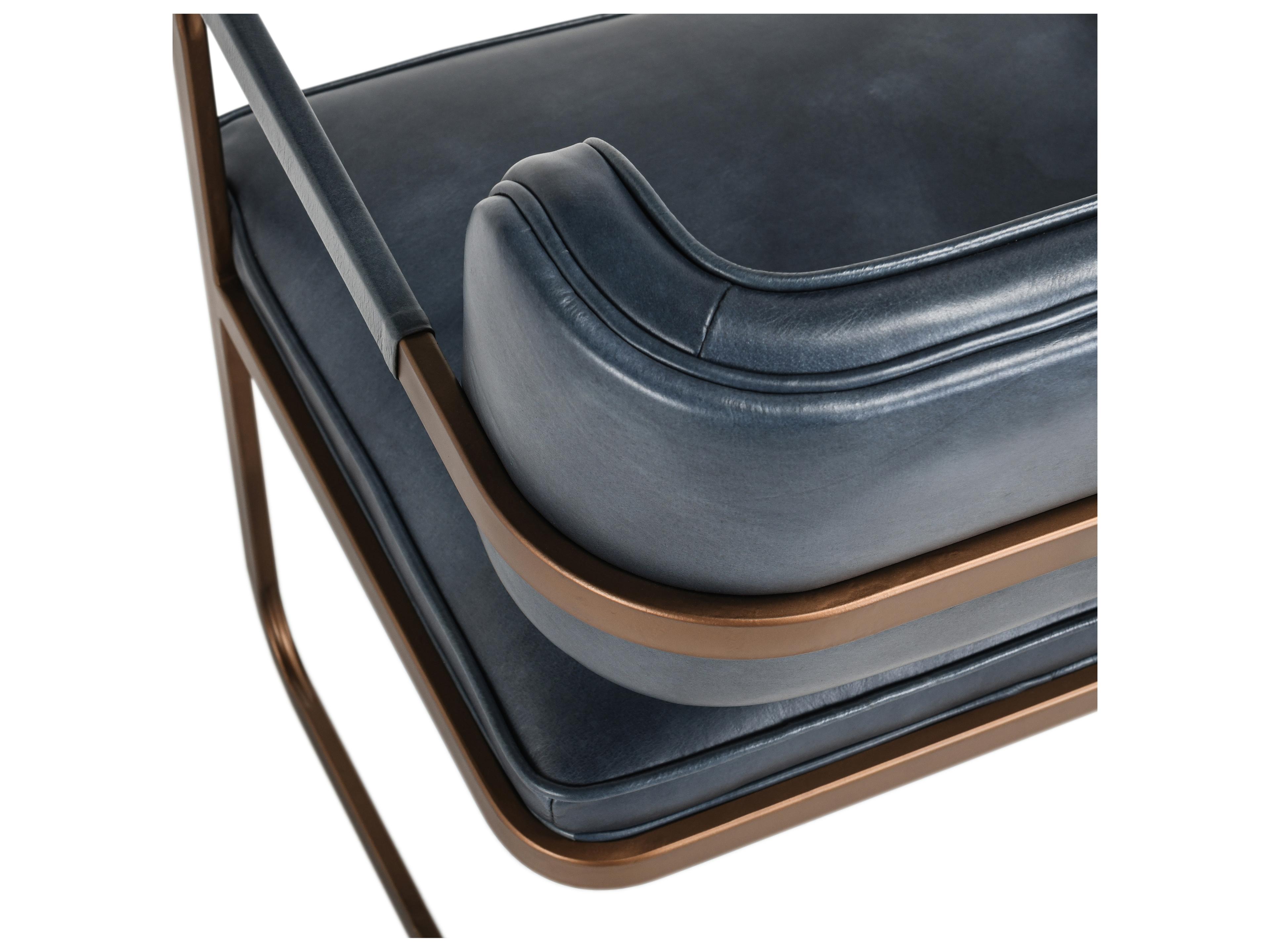 Classic Home Fonda Black Leather Arm Dining Chair