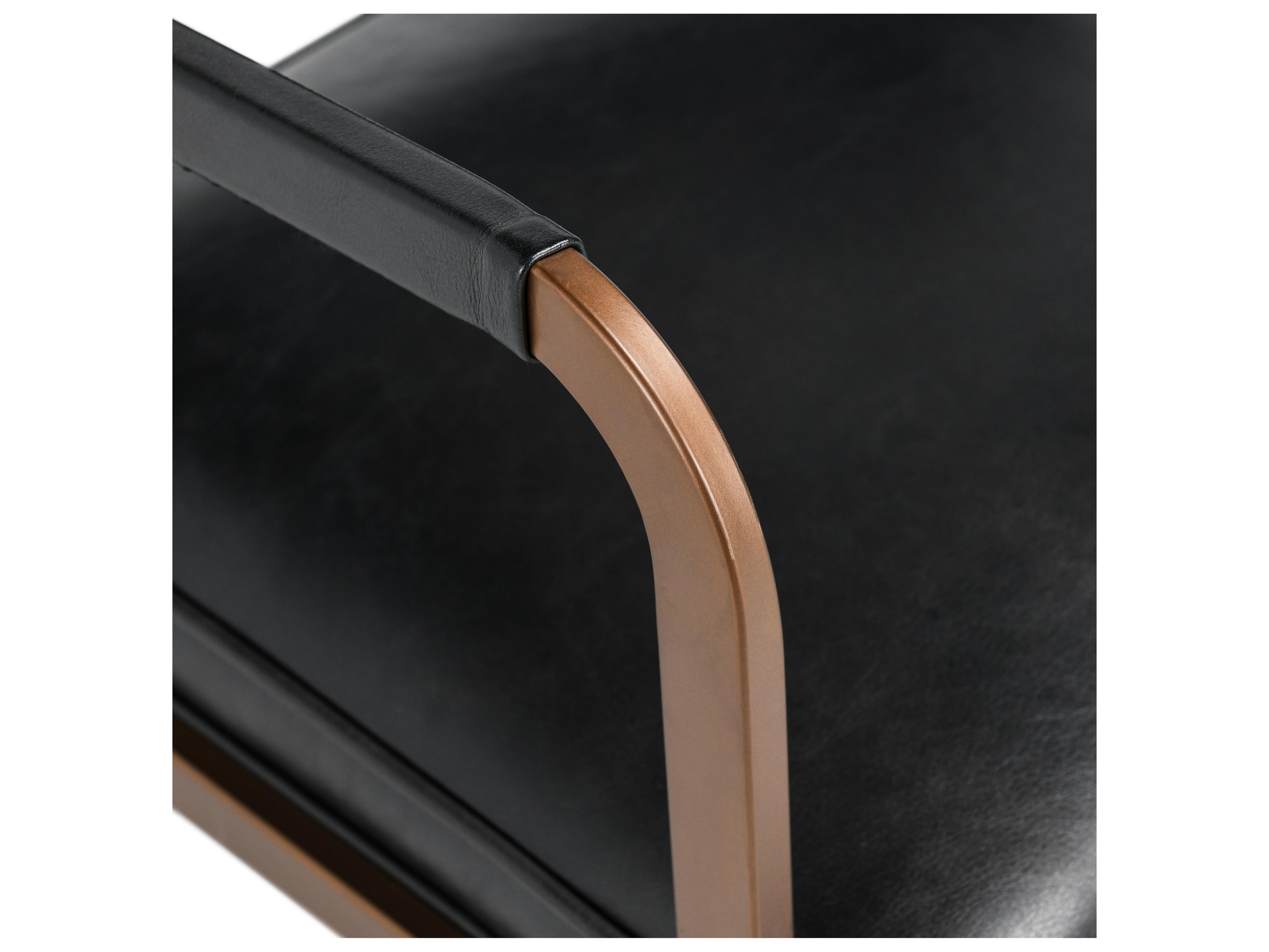 Classic Home Fonda Black Leather Arm Dining Chair