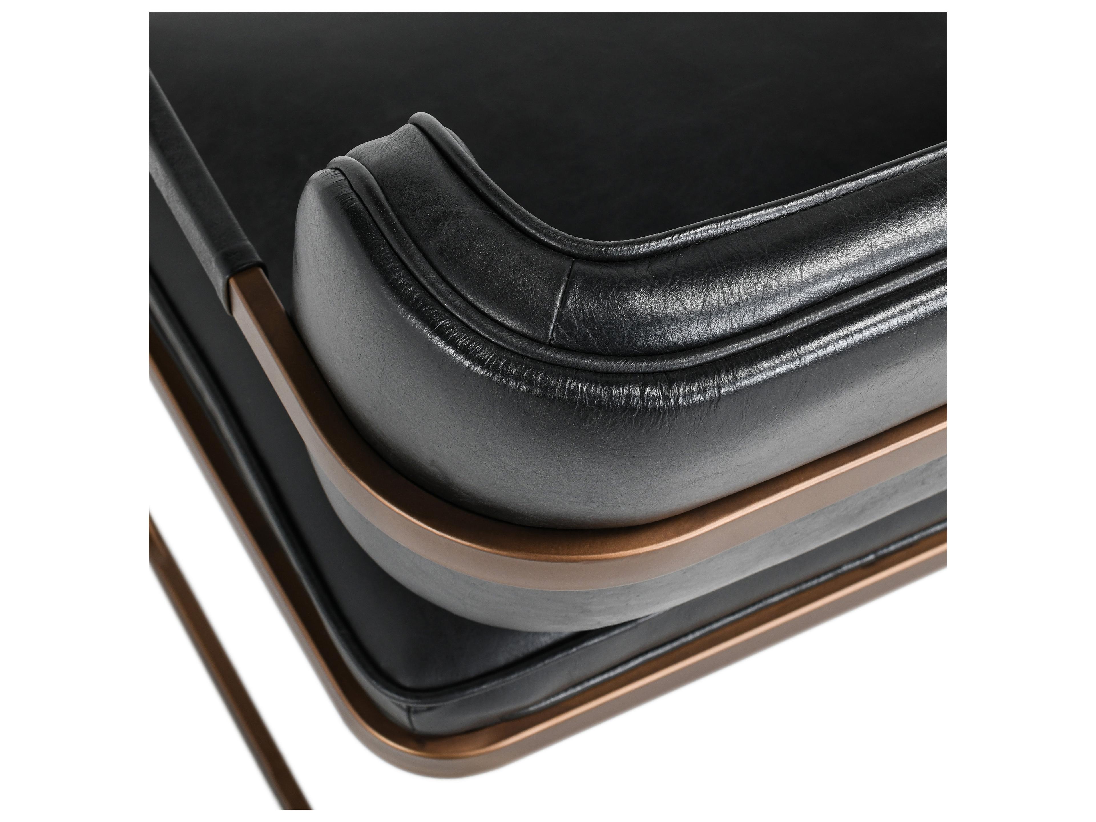 Classic Home Fonda Black Leather Arm Dining Chair