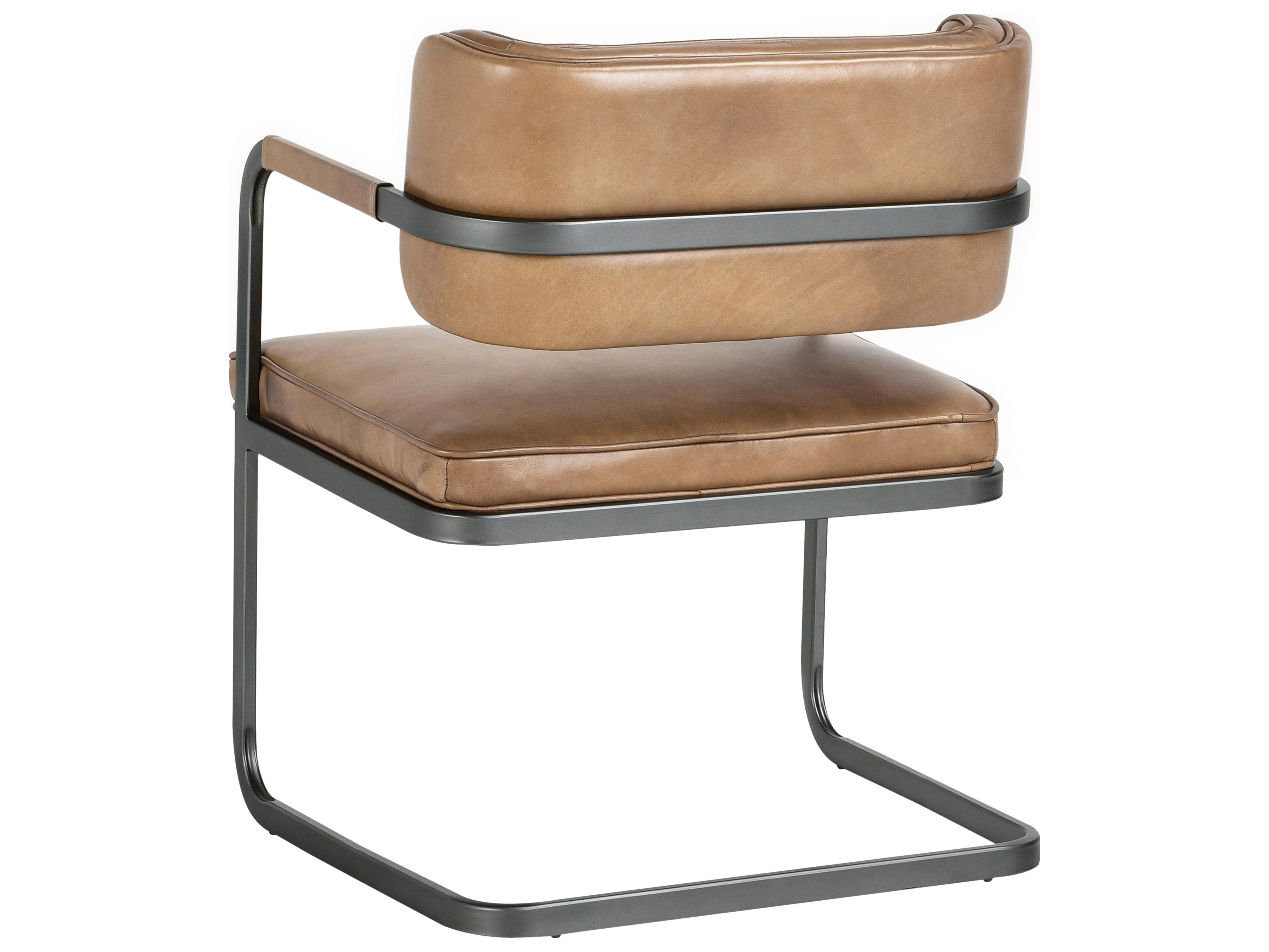 Classic Home Fonda Brown Leather Arm Dining Chair