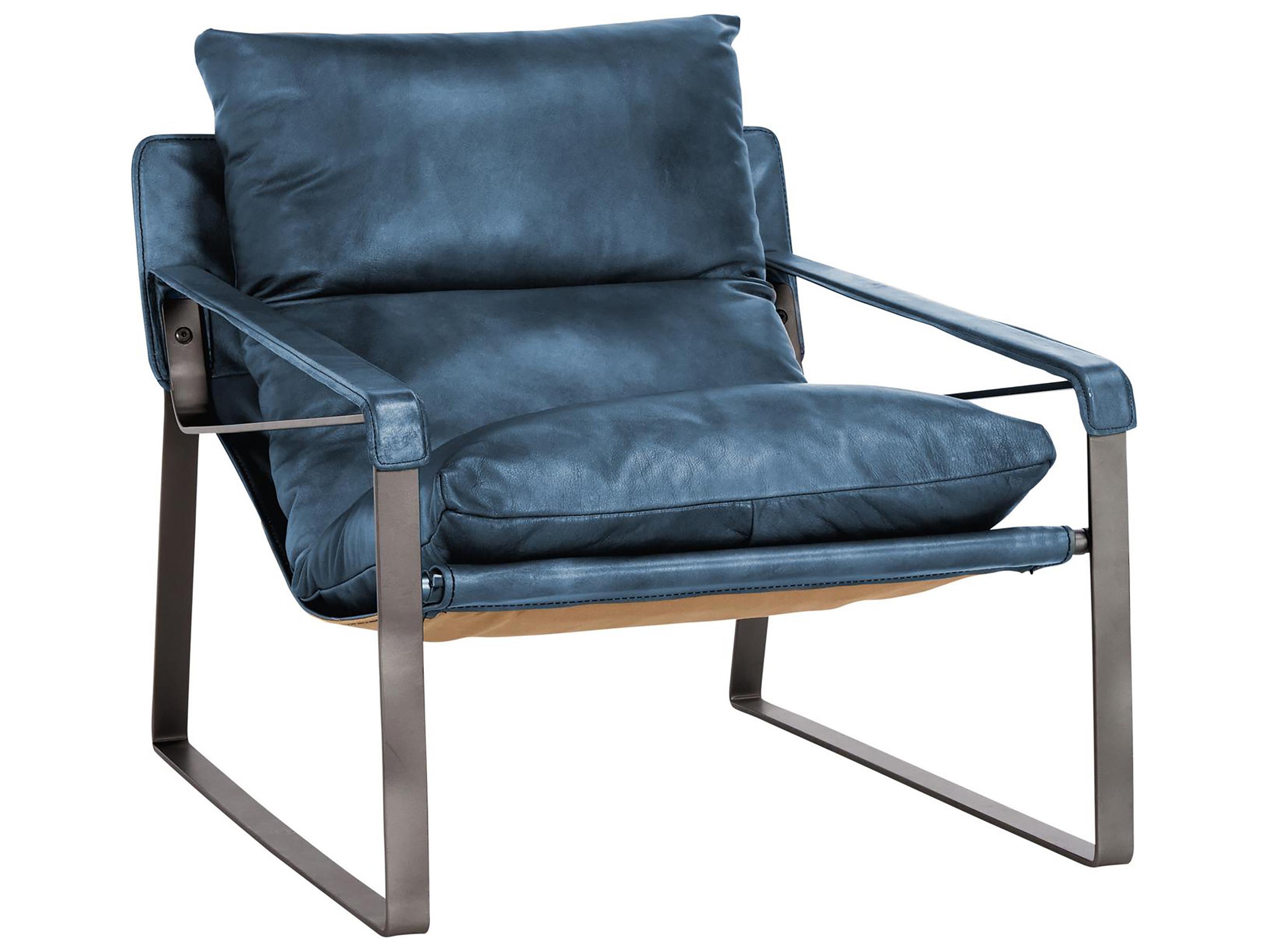 Classic Home Morgan Blue Leather Accent Chair