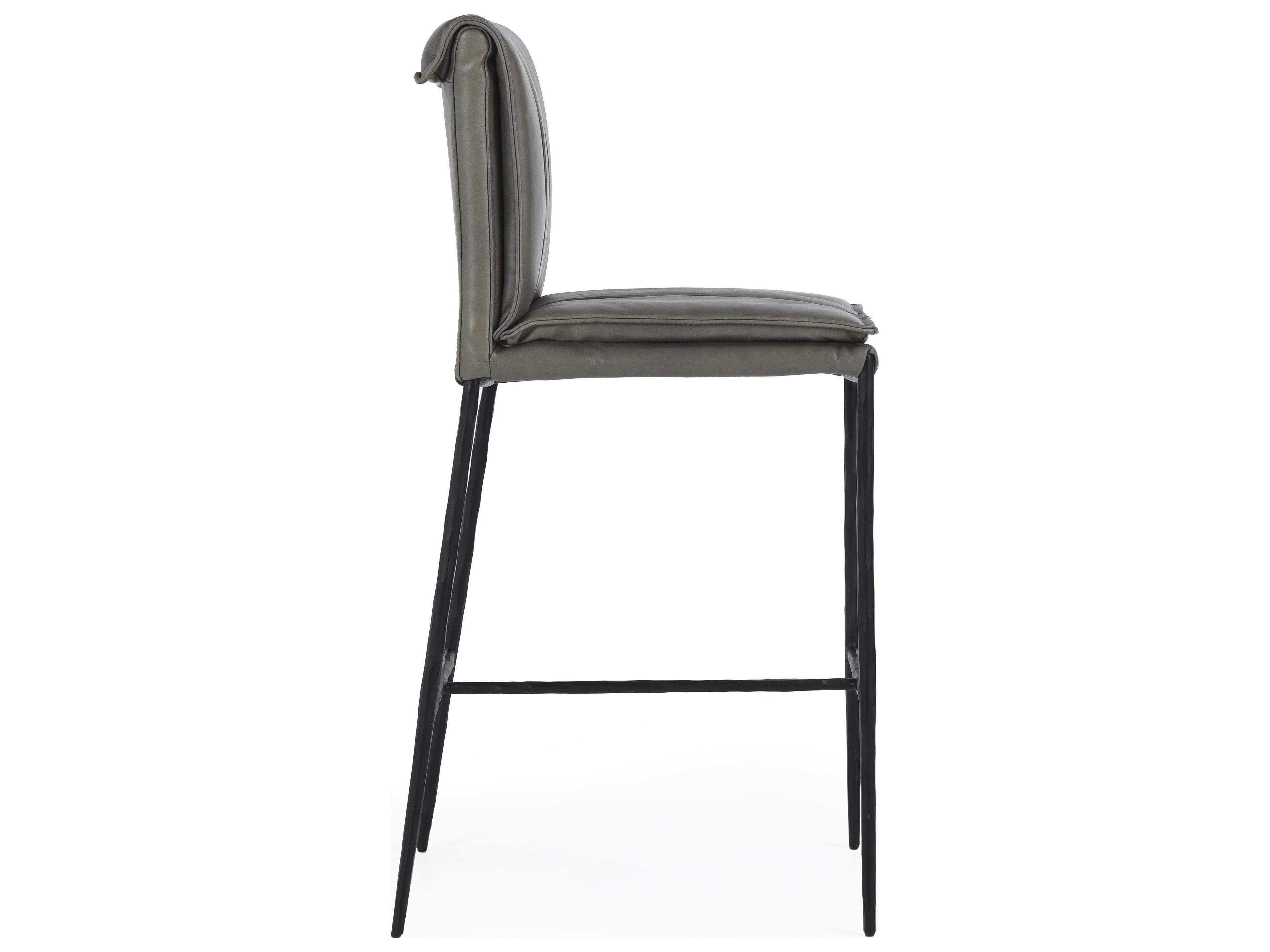 Classic Home Mayer Pewter Gray Leather Bar Stool
