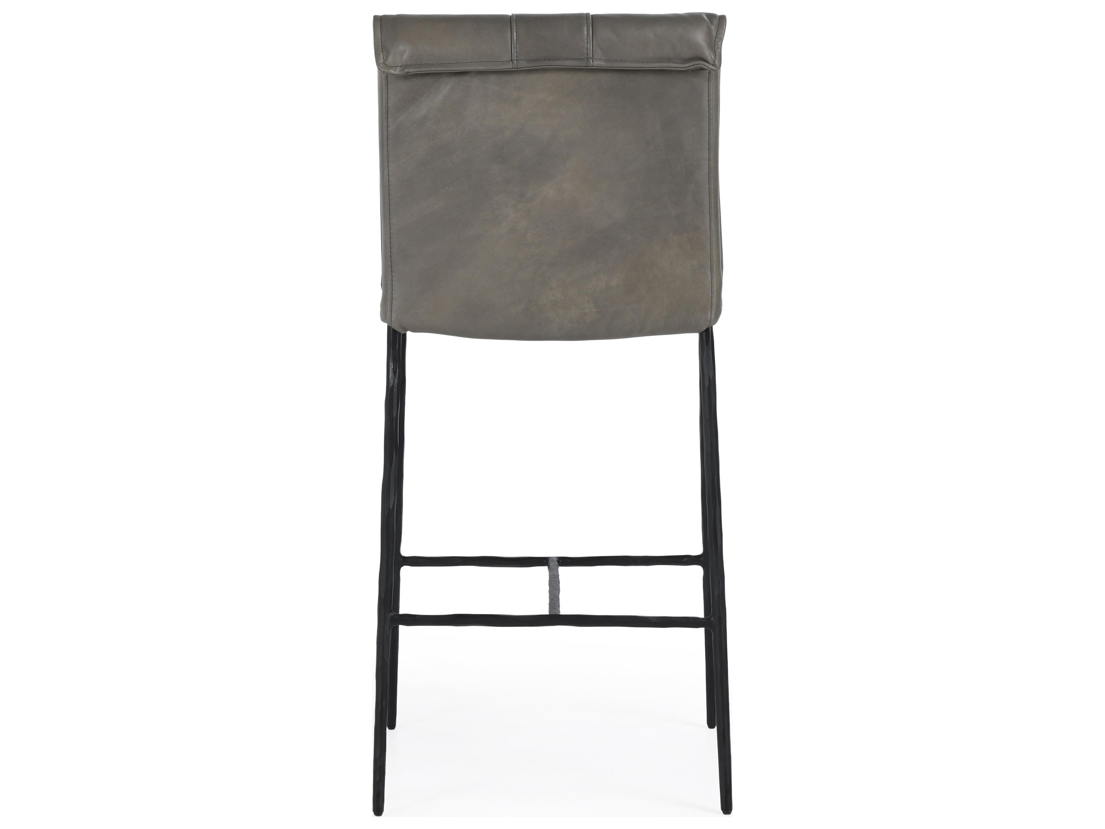 Classic Home Mayer Pewter Gray Leather Bar Stool