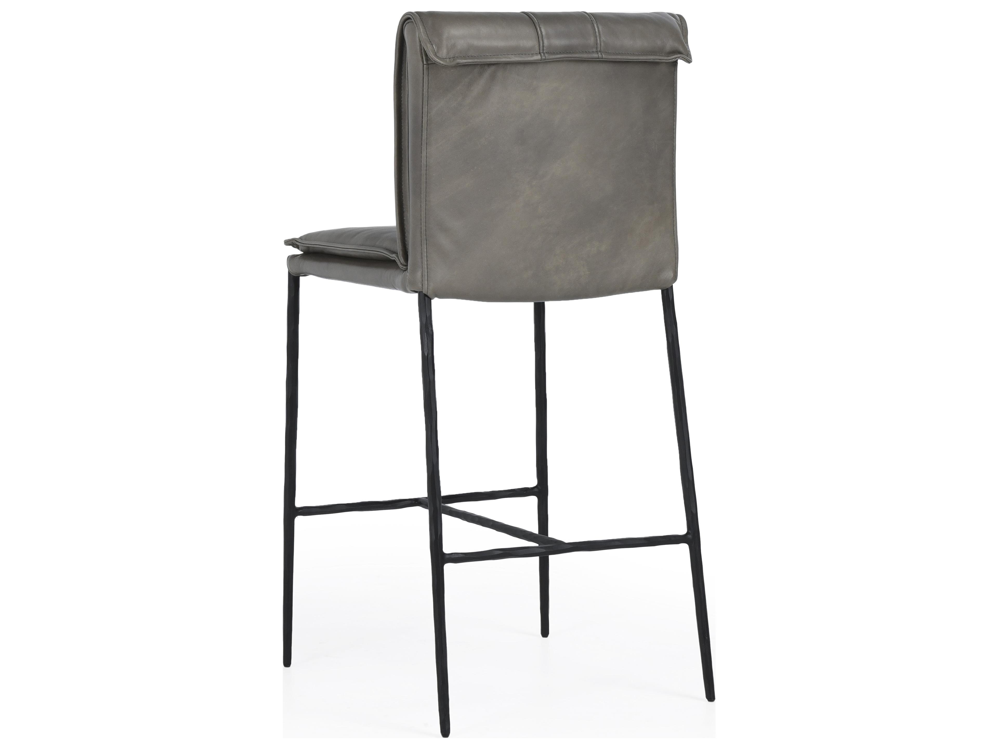 Classic Home Mayer Pewter Gray Leather Bar Stool