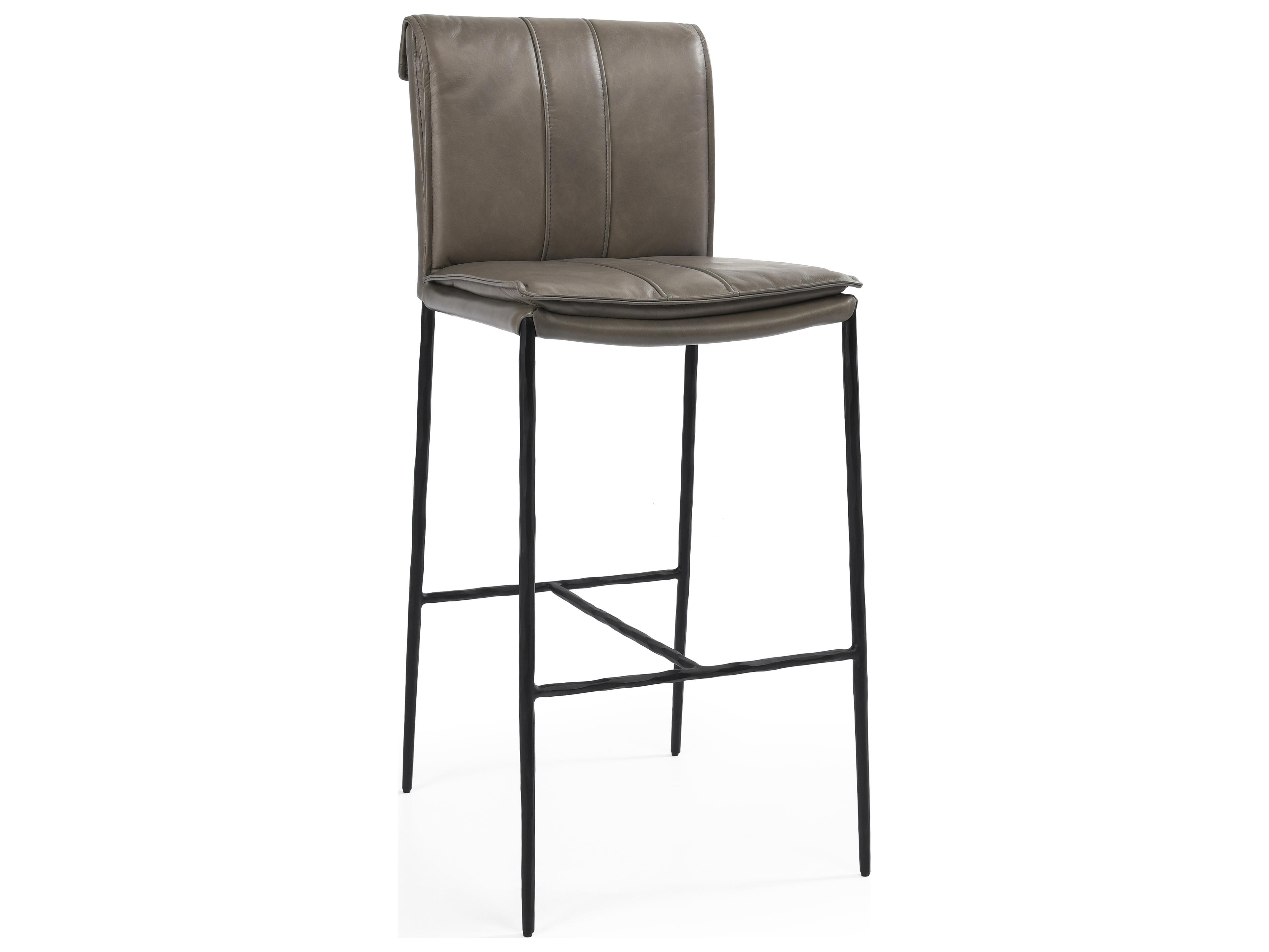 Classic Home Mayer Pewter Gray Leather Bar Stool