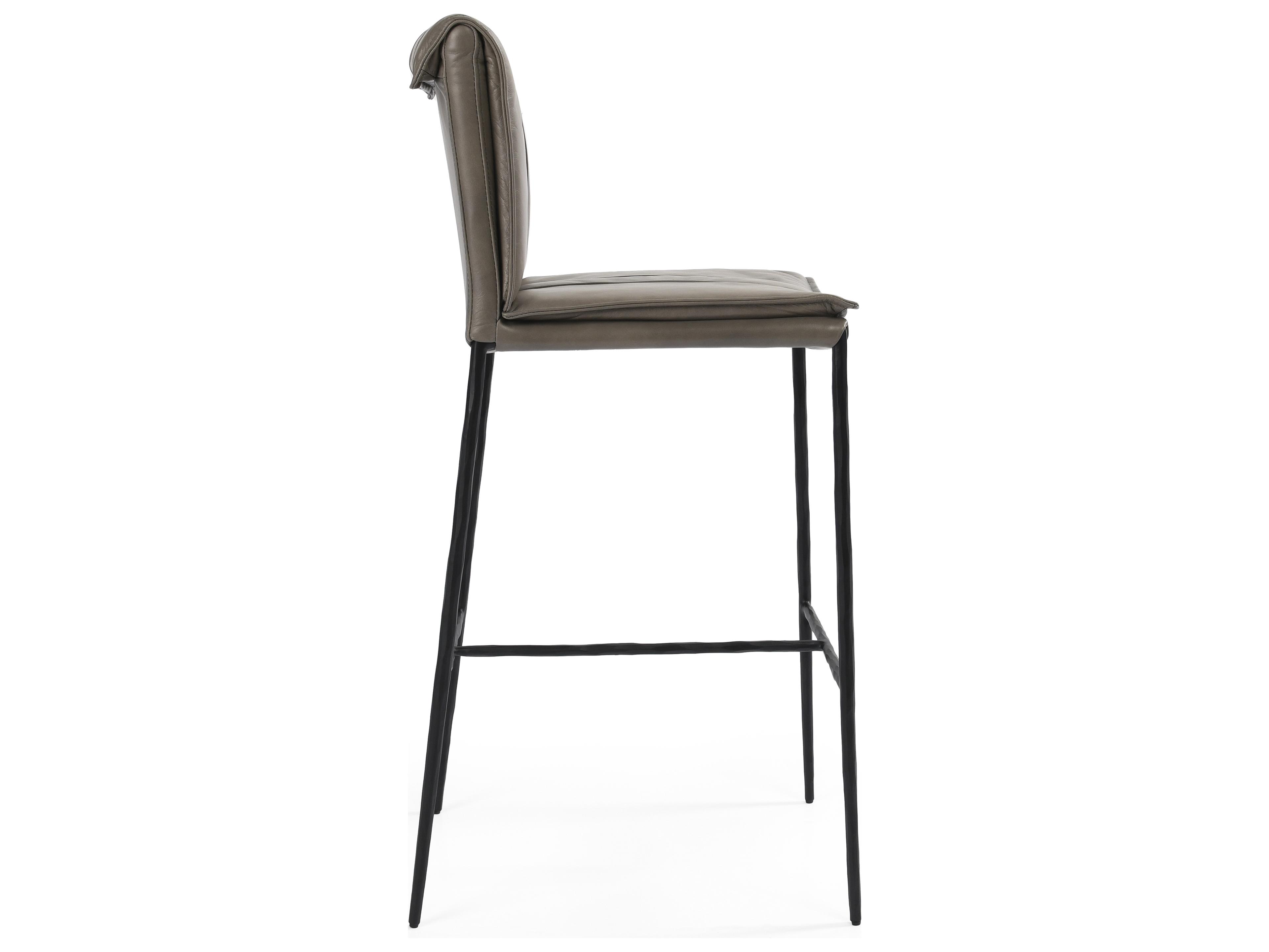 Classic Home Mayer Pewter Gray Leather Bar Stool