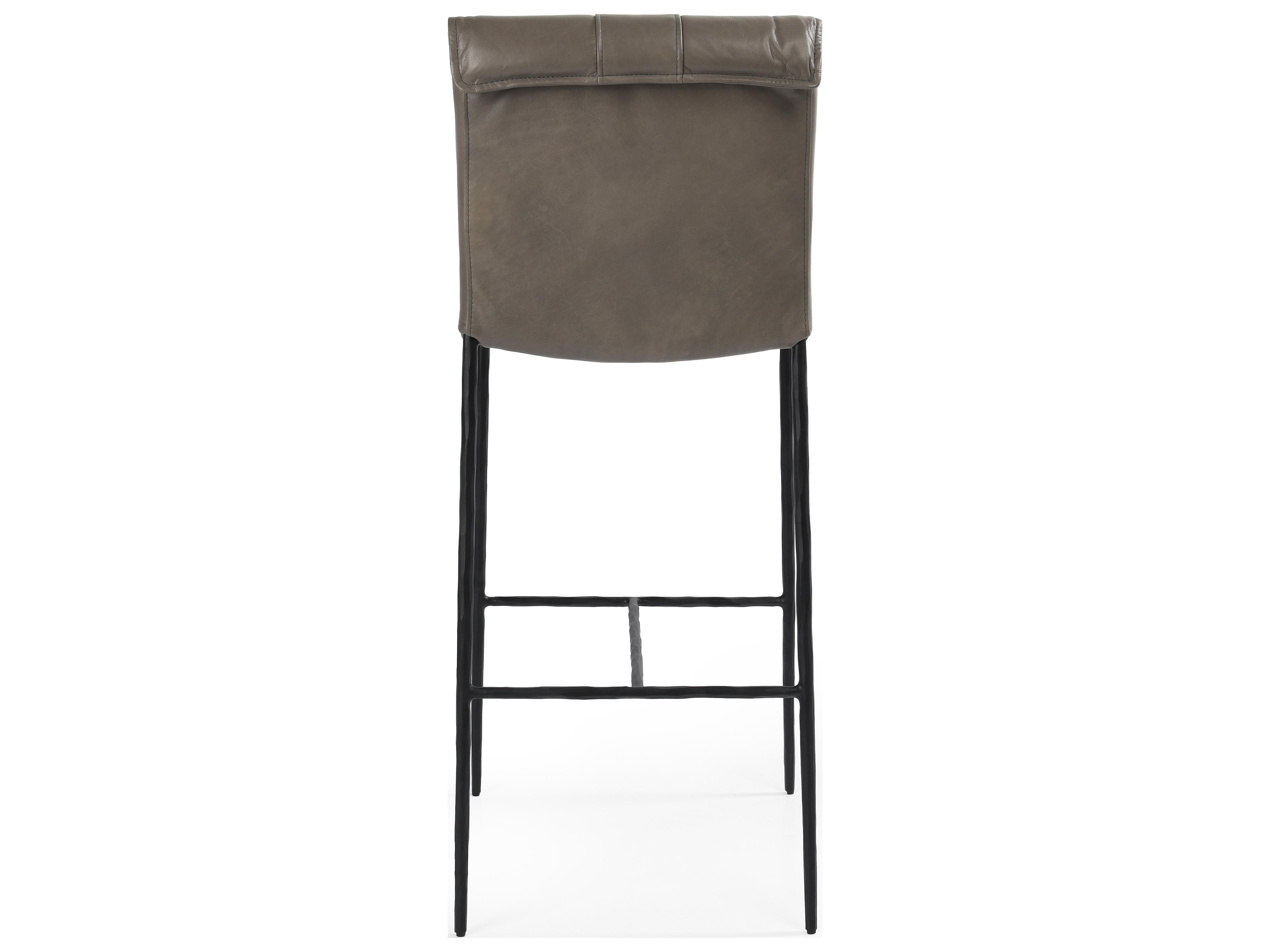 Classic Home Mayer Pewter Gray Leather Bar Stool