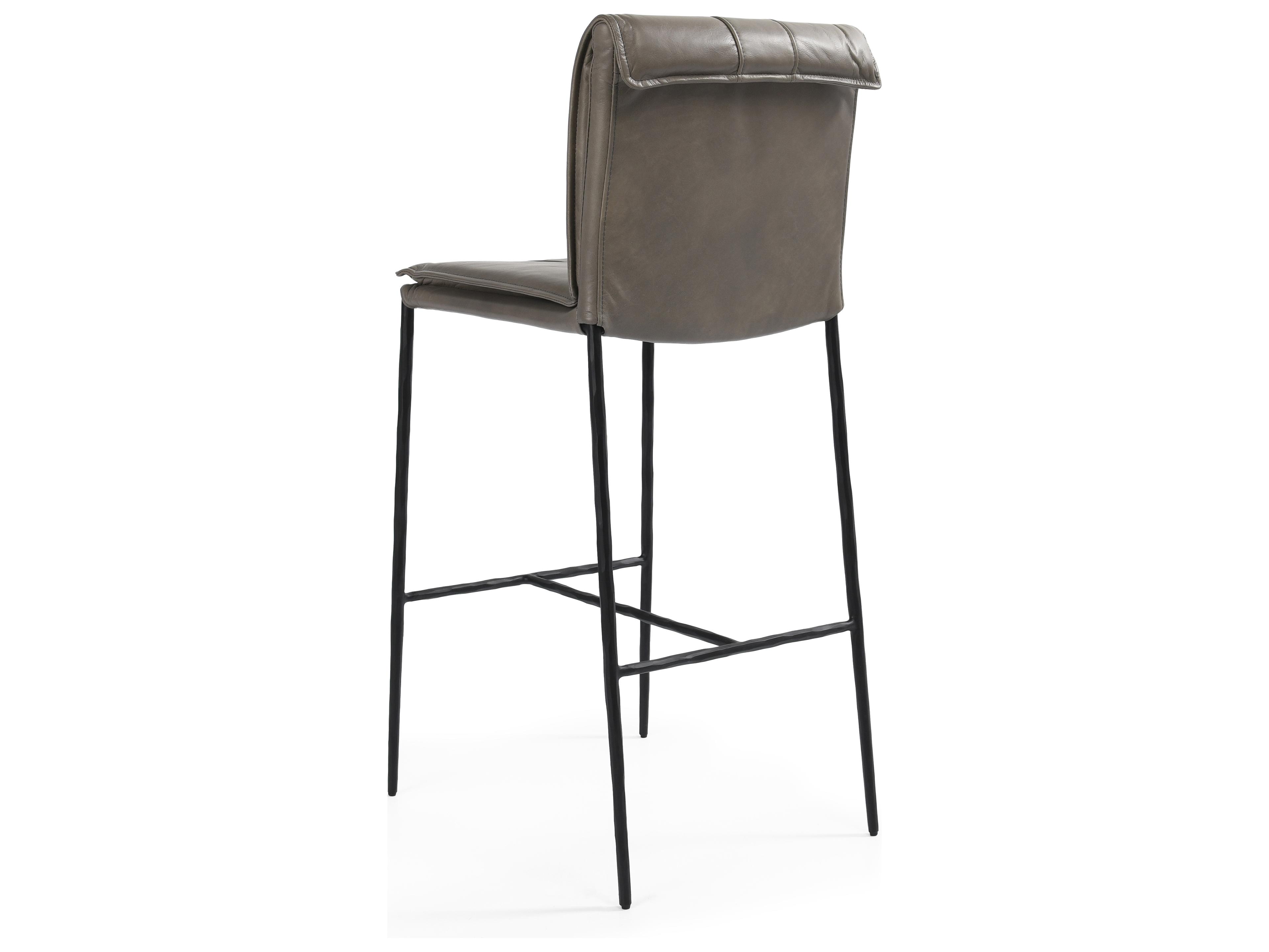 Classic Home Mayer Pewter Gray Leather Bar Stool