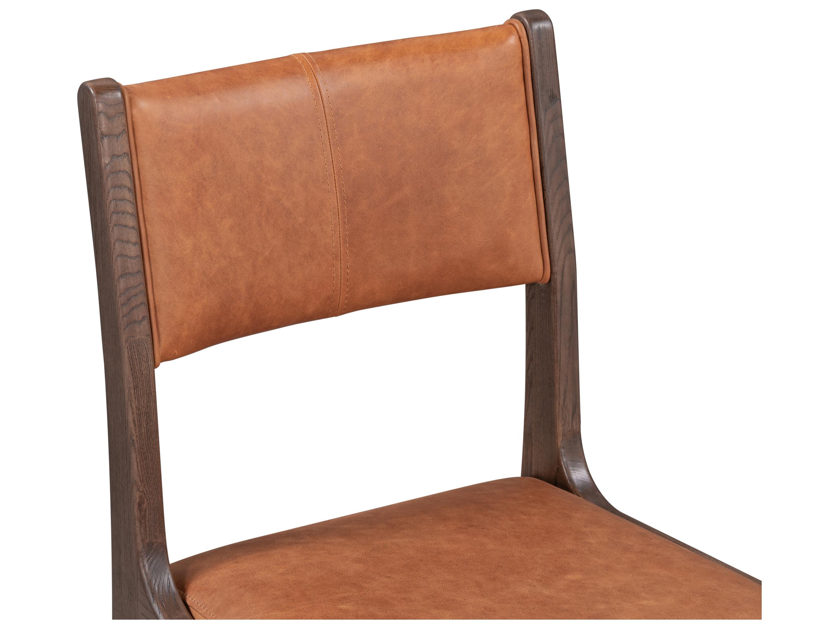 Classic Home Wayne Ash Wood Brown Leather Armless Dining Chair