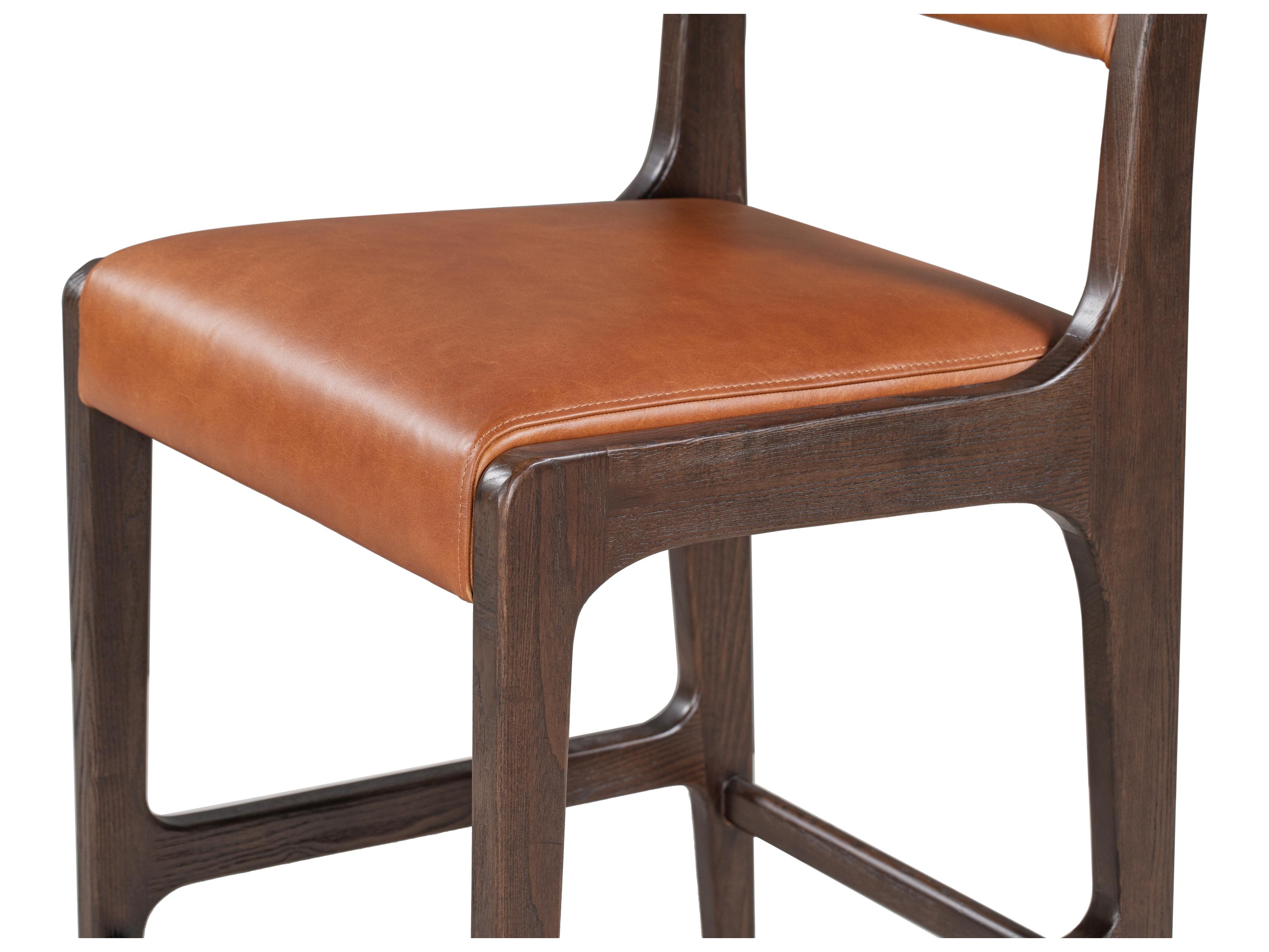 Classic Home Wayne Brown Leather Ash Wood Counter Stool