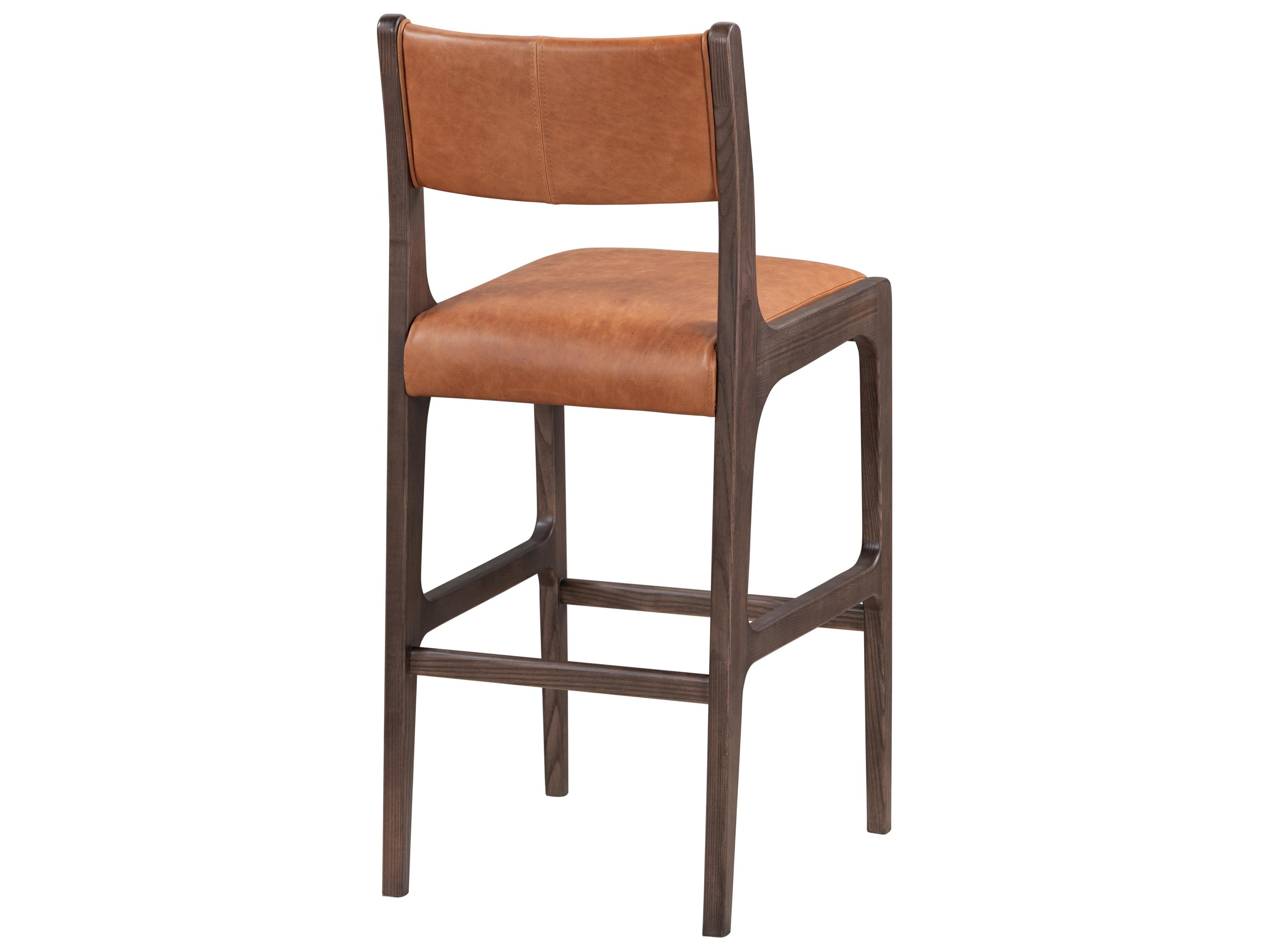 Classic Home Wayne Brown Leather Ash Wood Bar Stool