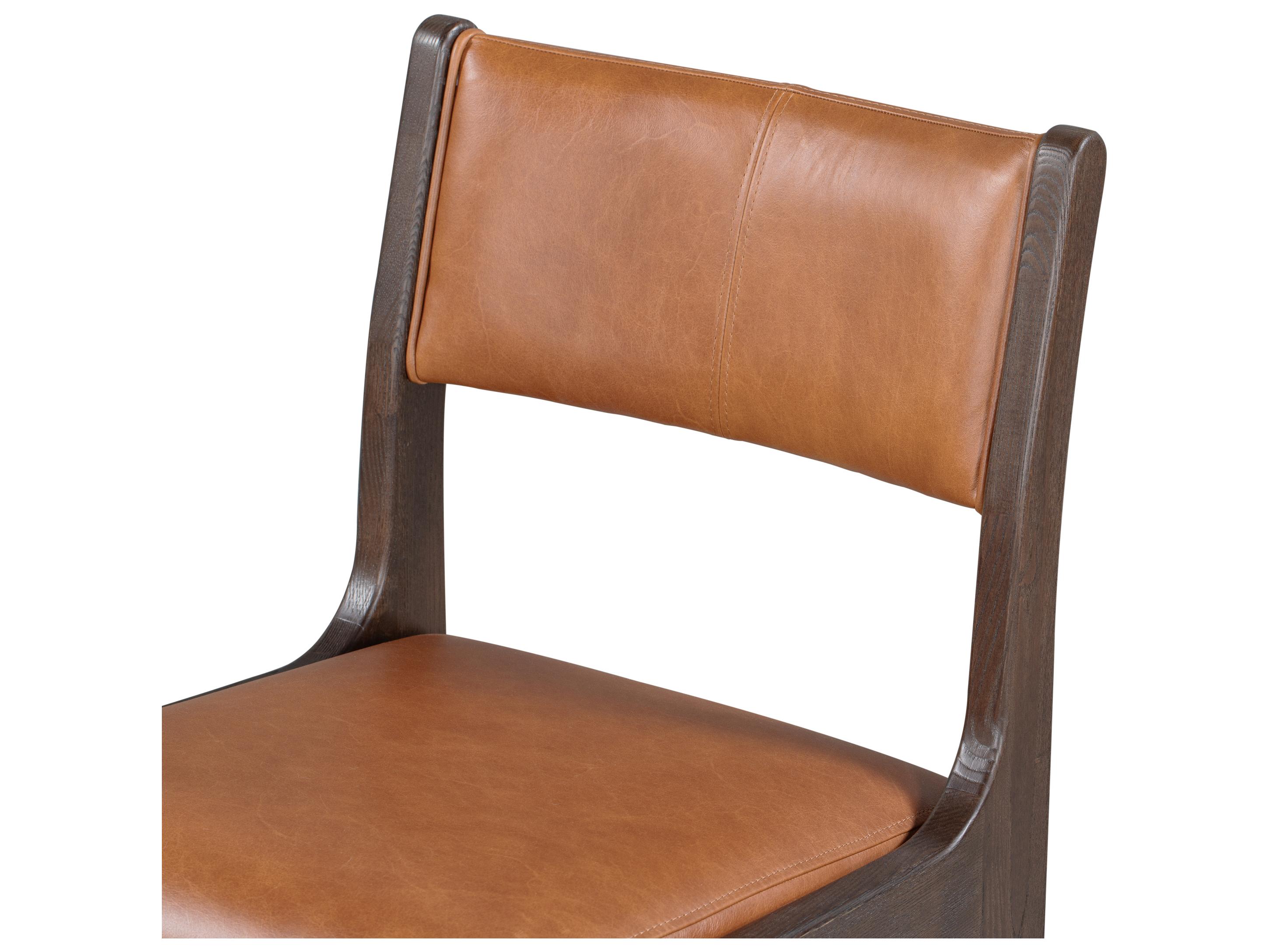 Classic Home Wayne Brown Leather Ash Wood Bar Stool