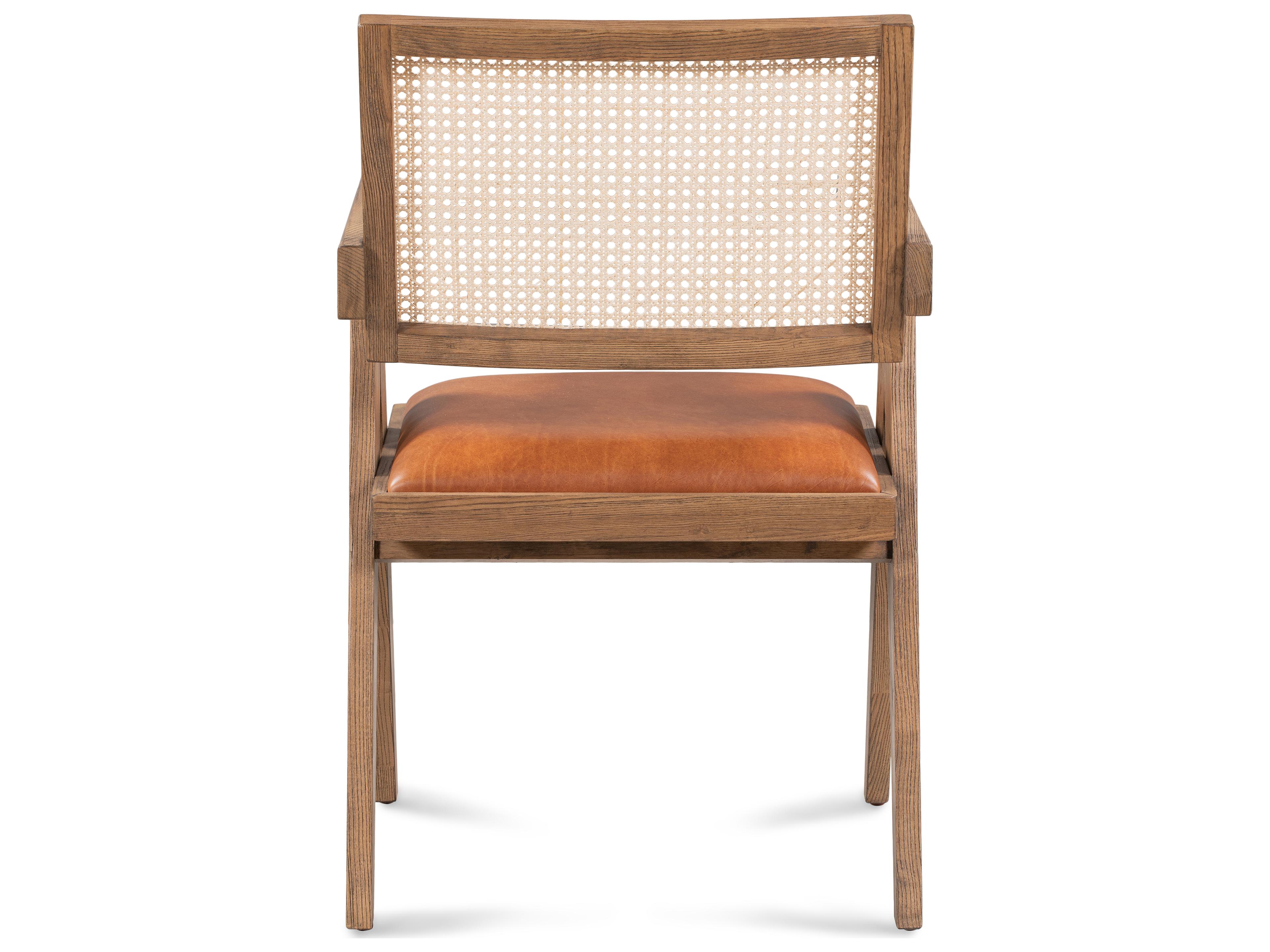 Classic Home Douglas Ash Wood Natural Leather Arm Dining Chair